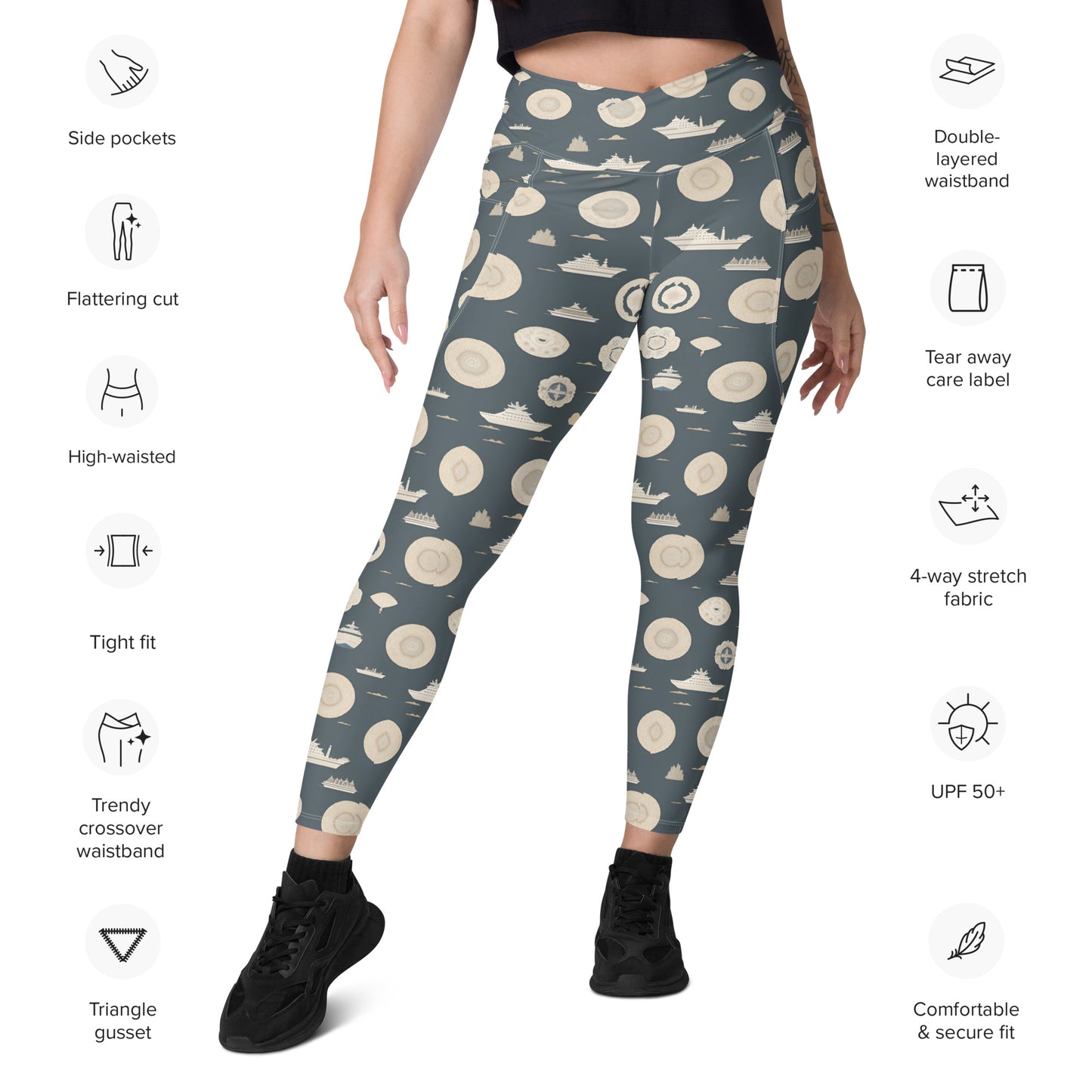 Crossover leggings with pockets