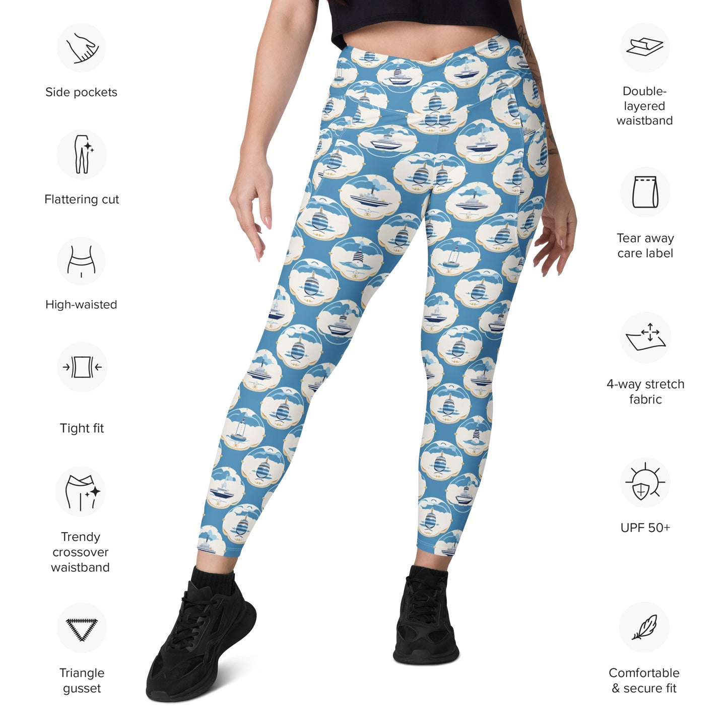 Crossover leggings with pockets