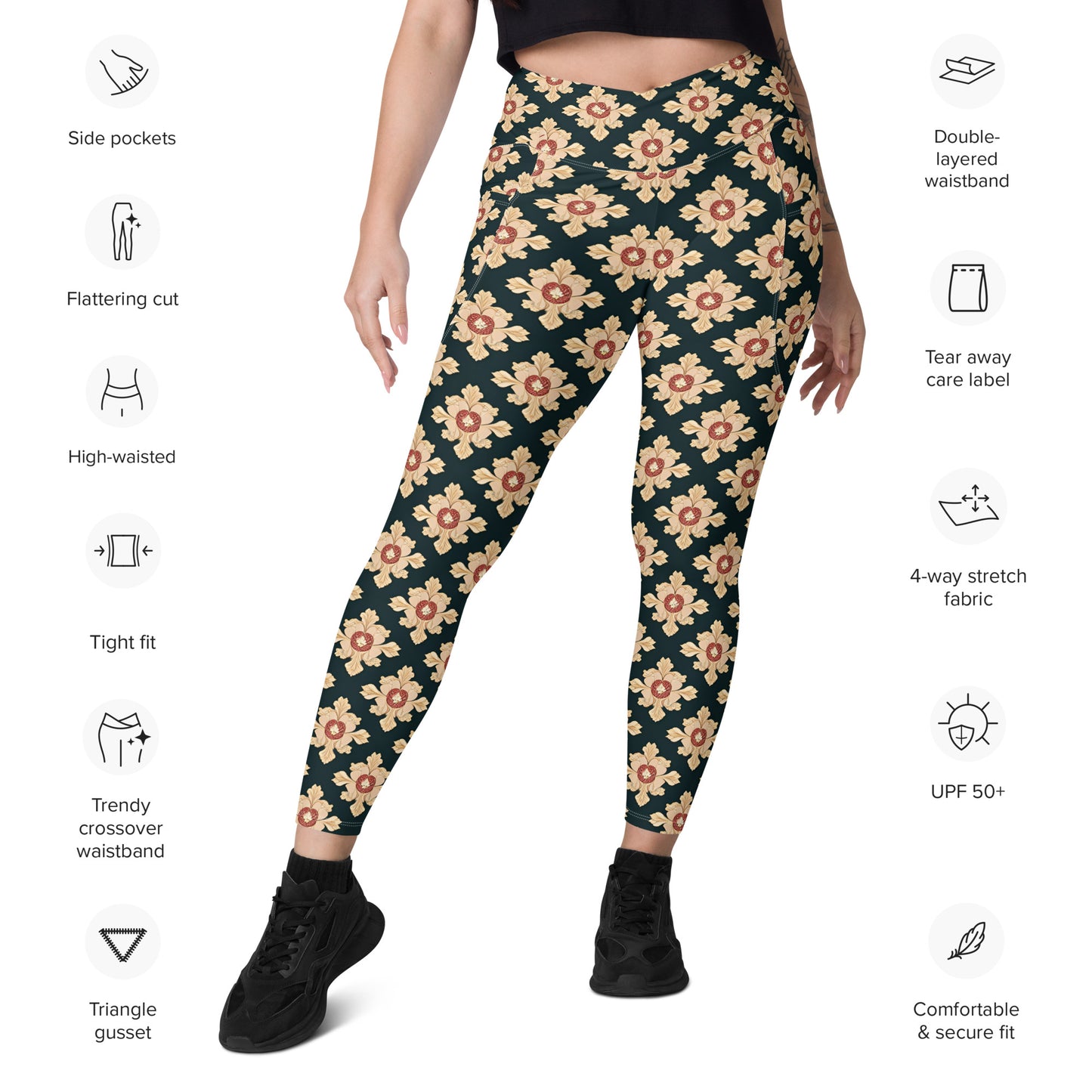 Crossover leggings with pockets