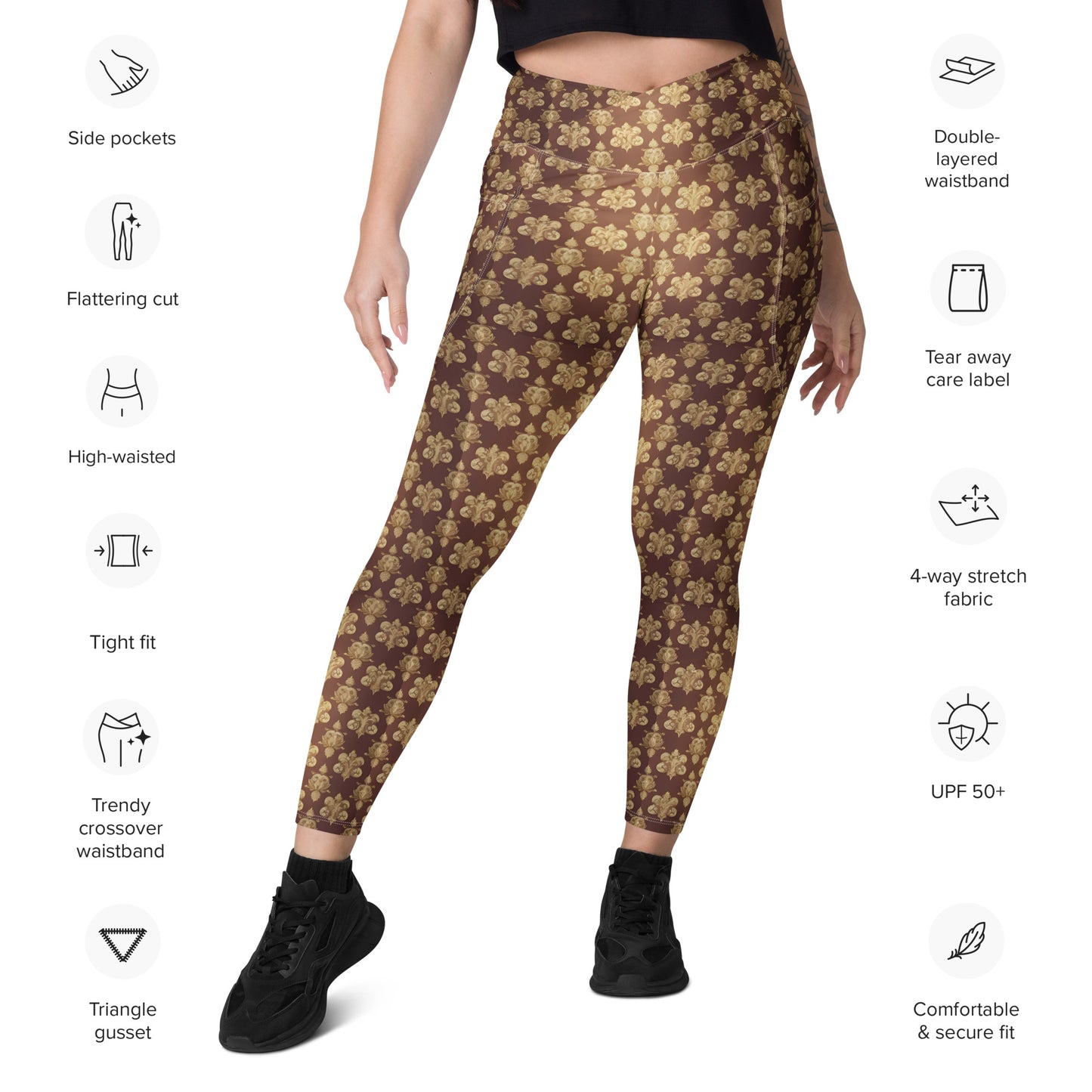 Crossover leggings with pockets