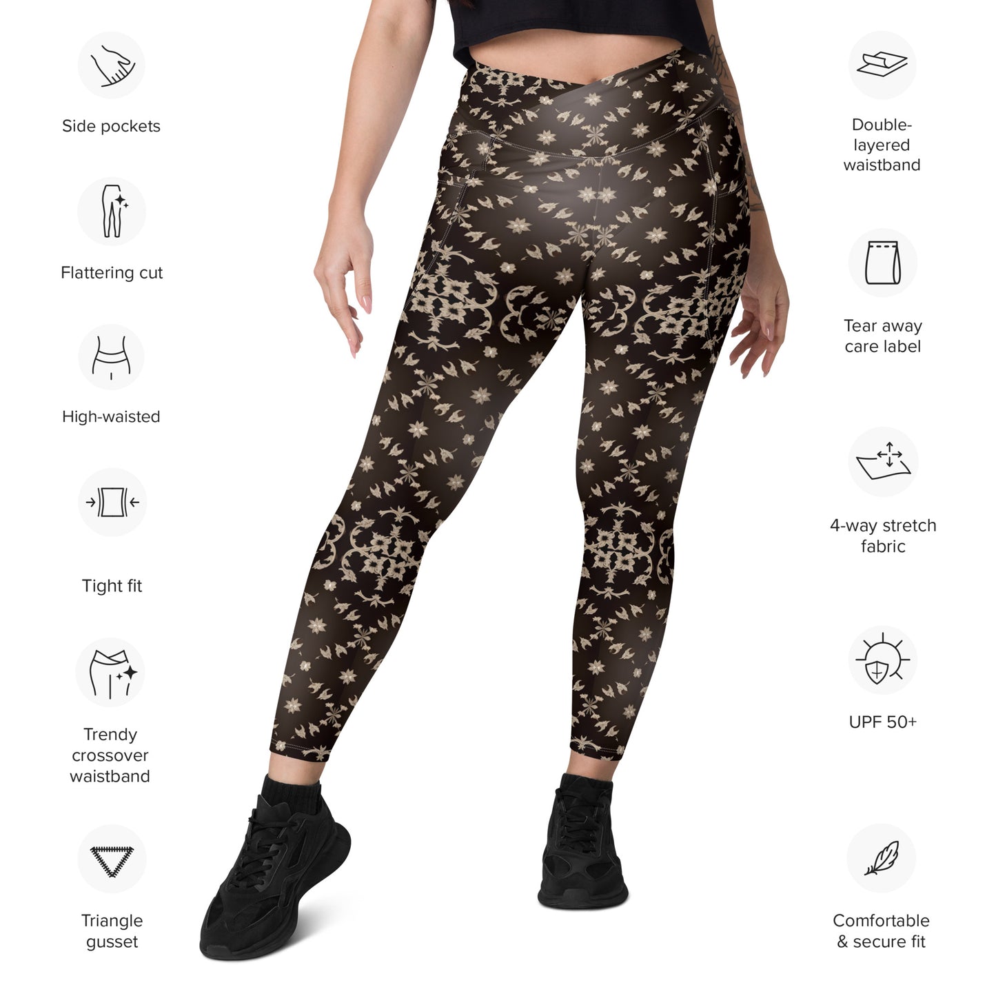 Crossover leggings with pockets