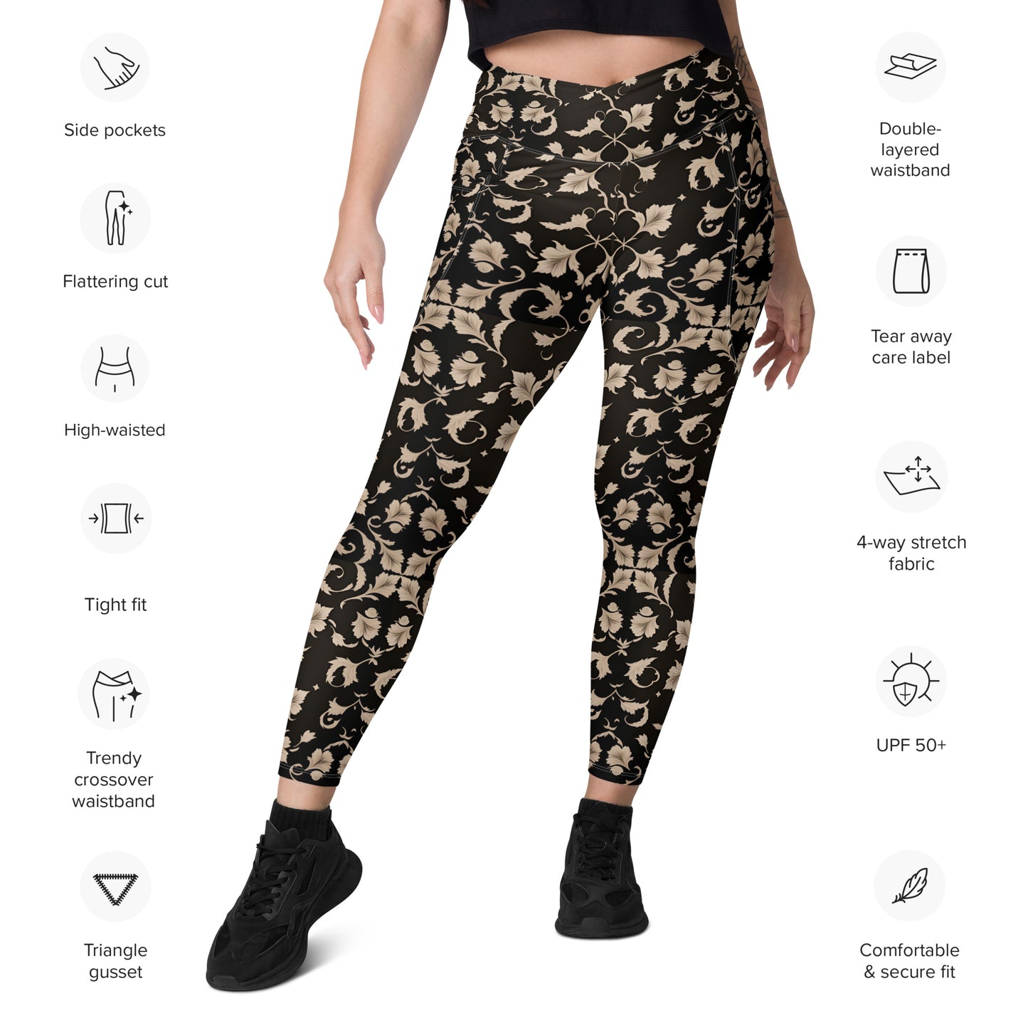 Crossover leggings with pockets