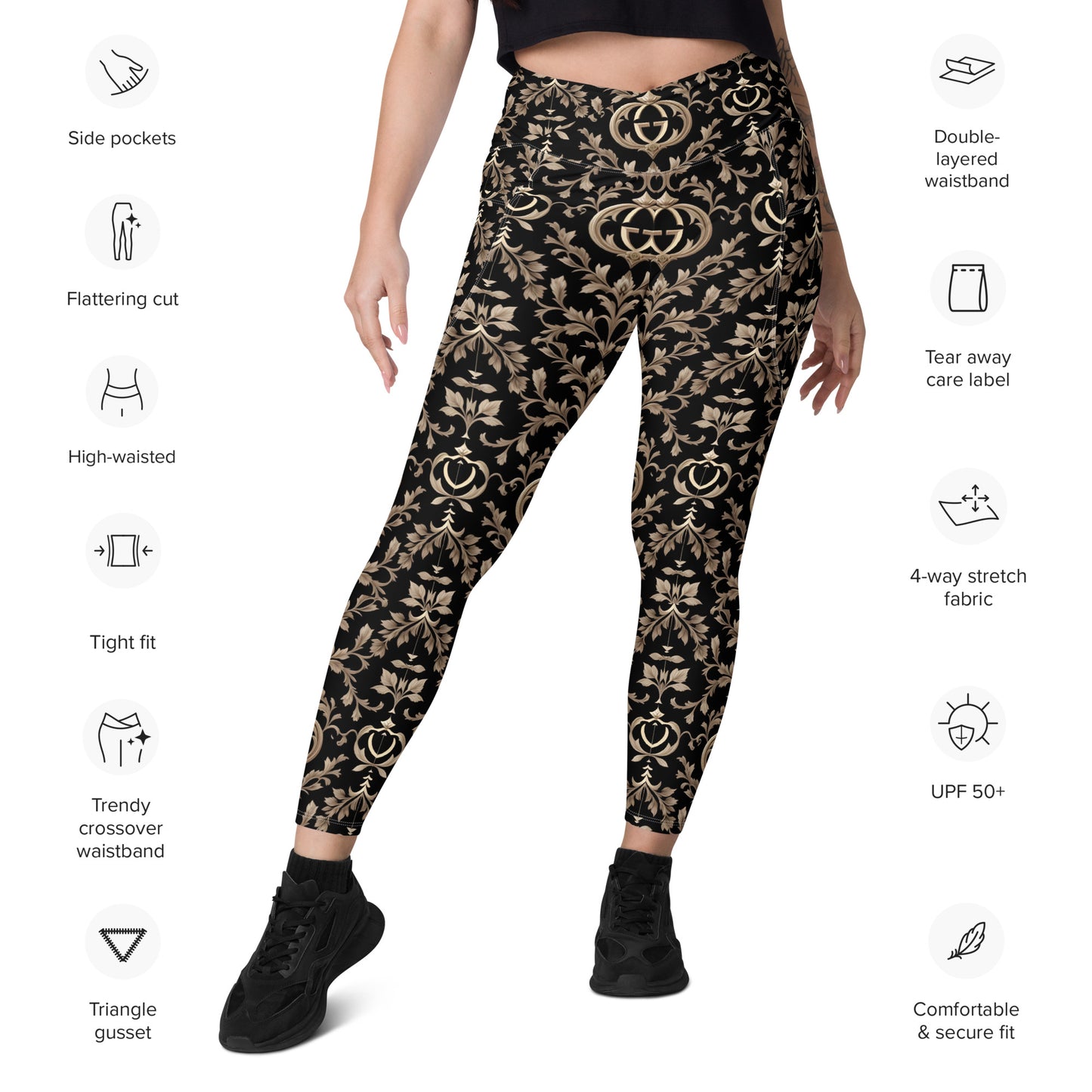 Crossover leggings with pockets