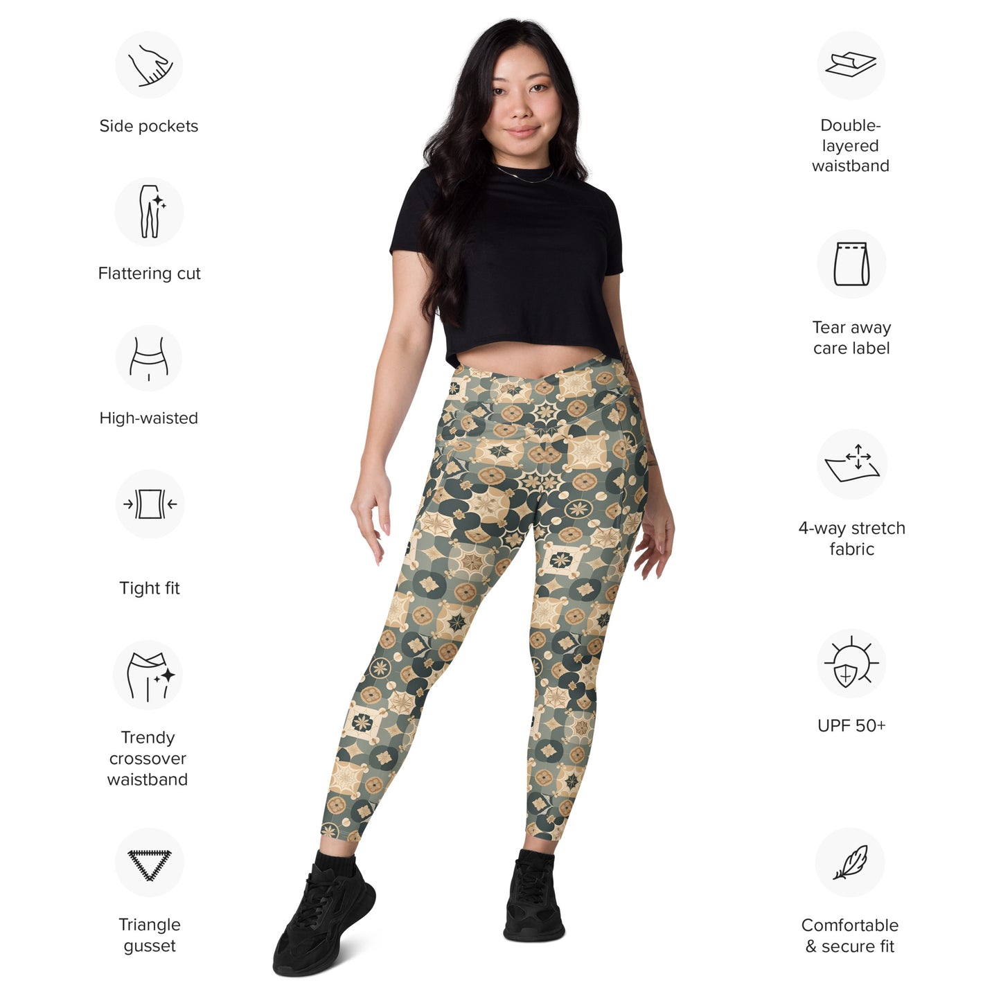 Crossover leggings with pockets