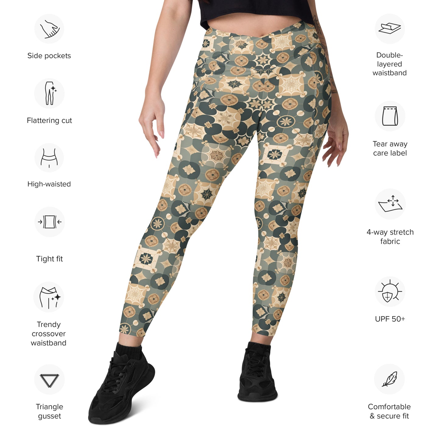 Crossover leggings with pockets