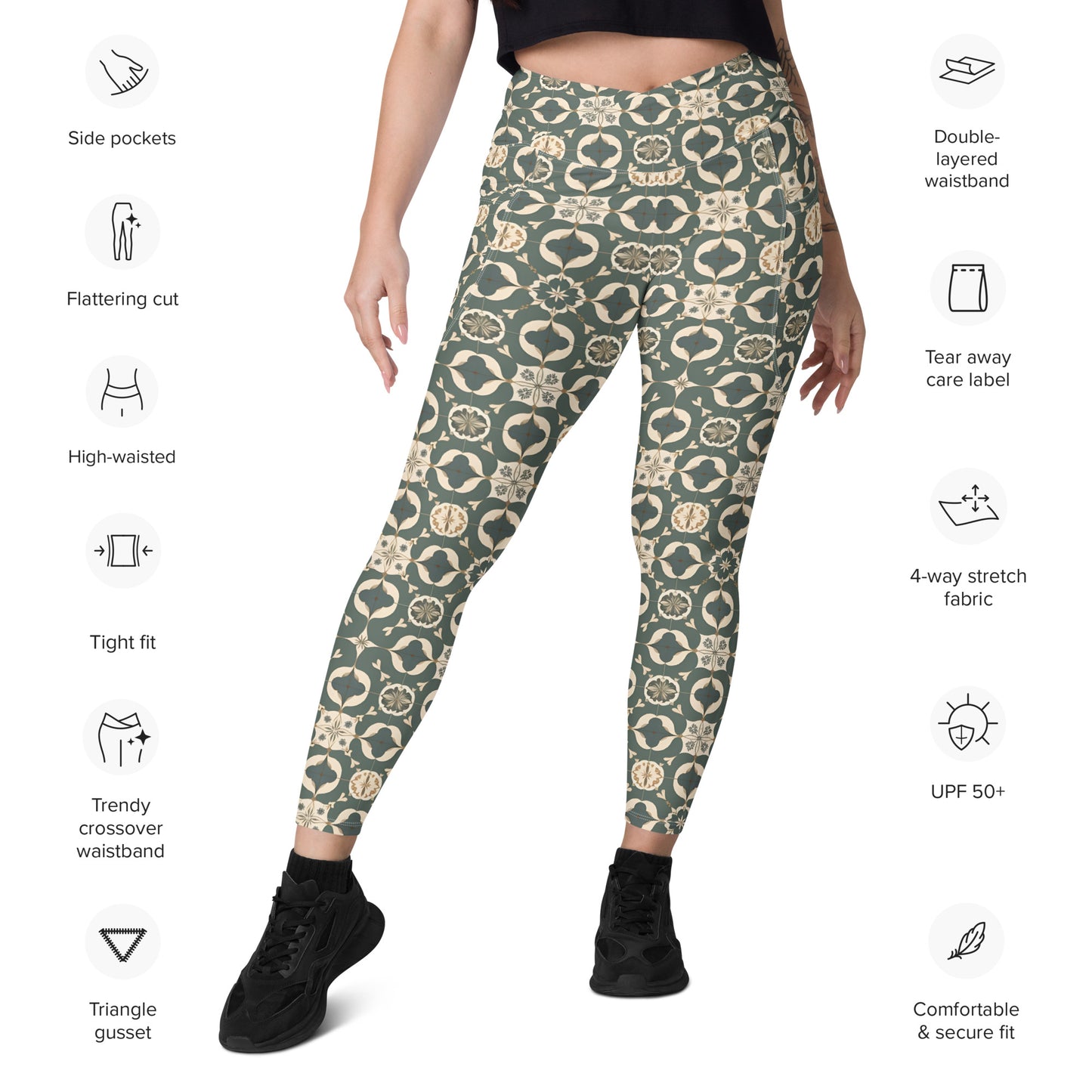 Crossover leggings with pockets