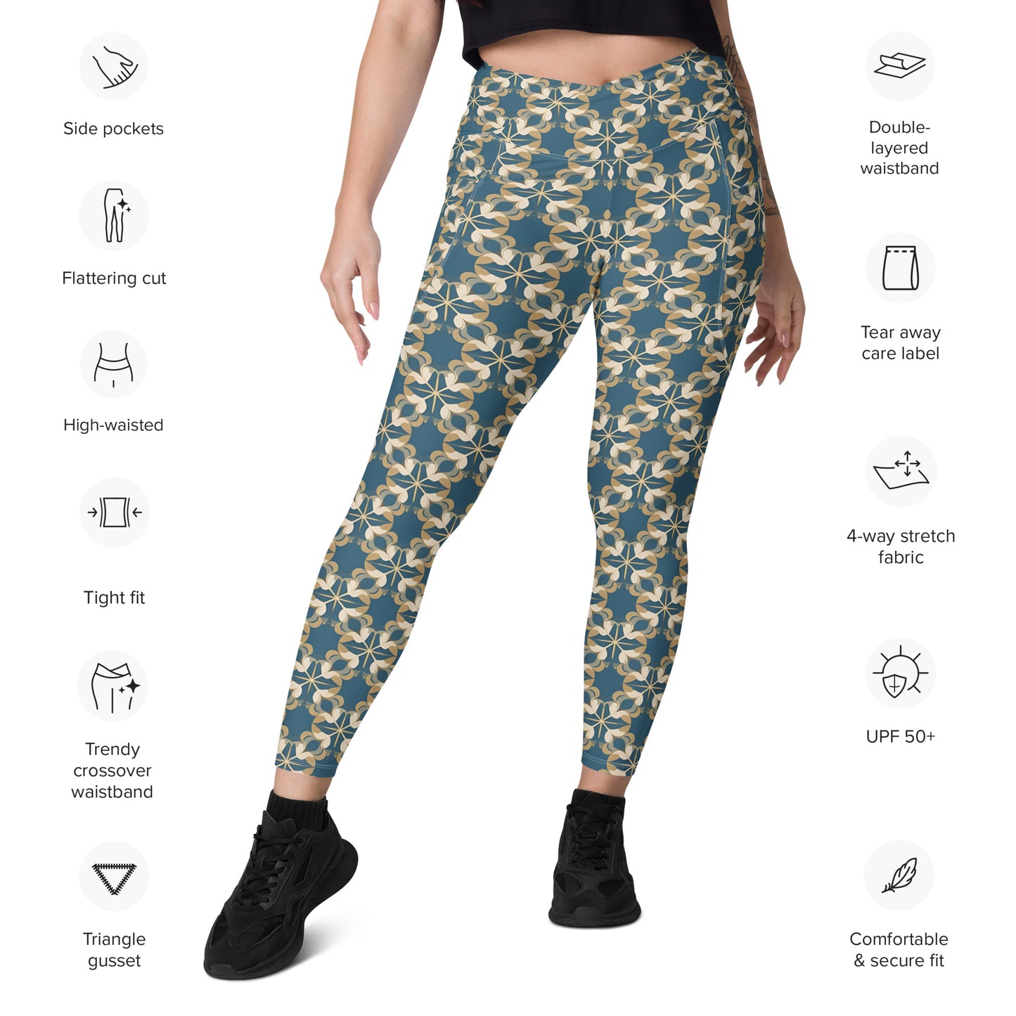 Crossover leggings with pockets