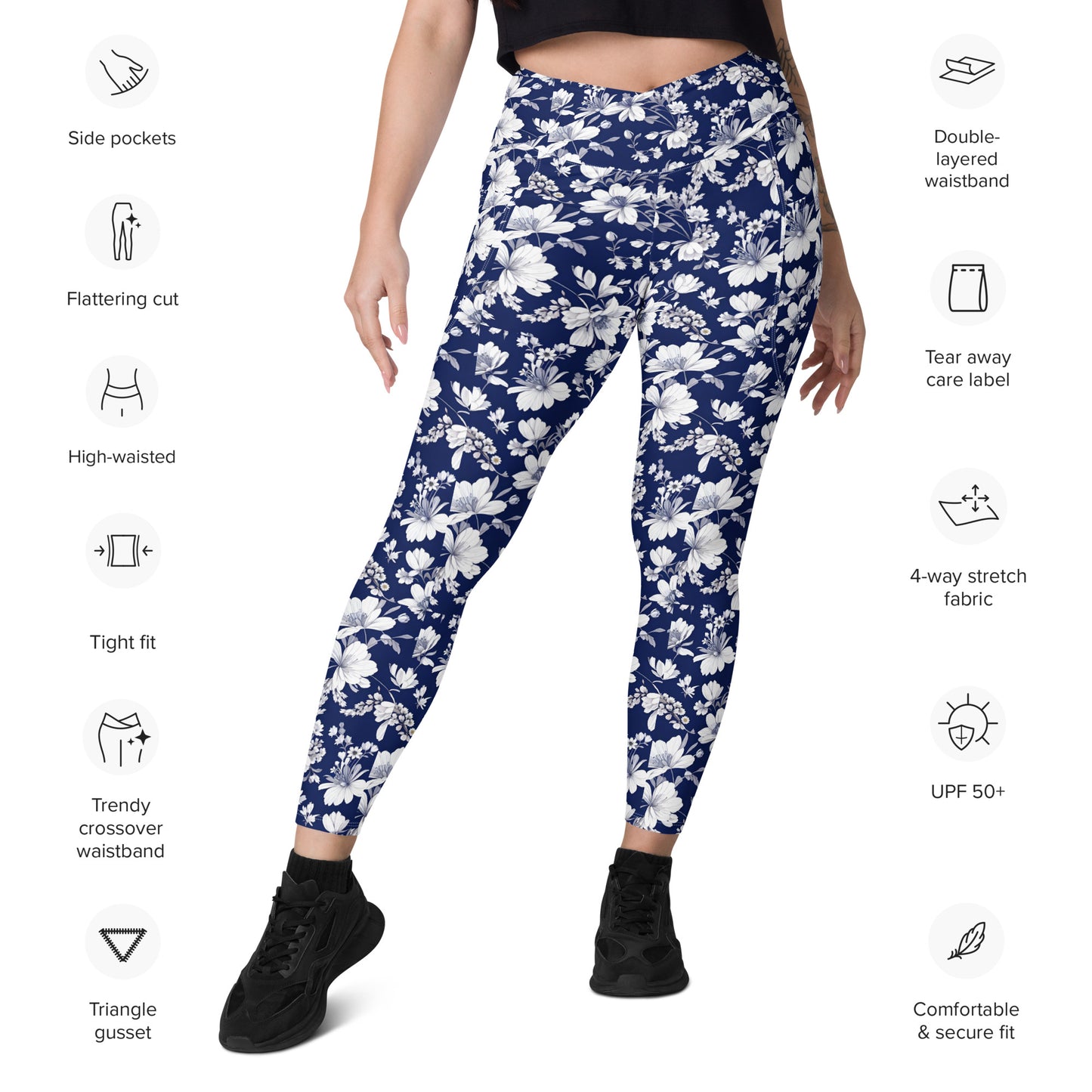 Crossover leggings with pockets