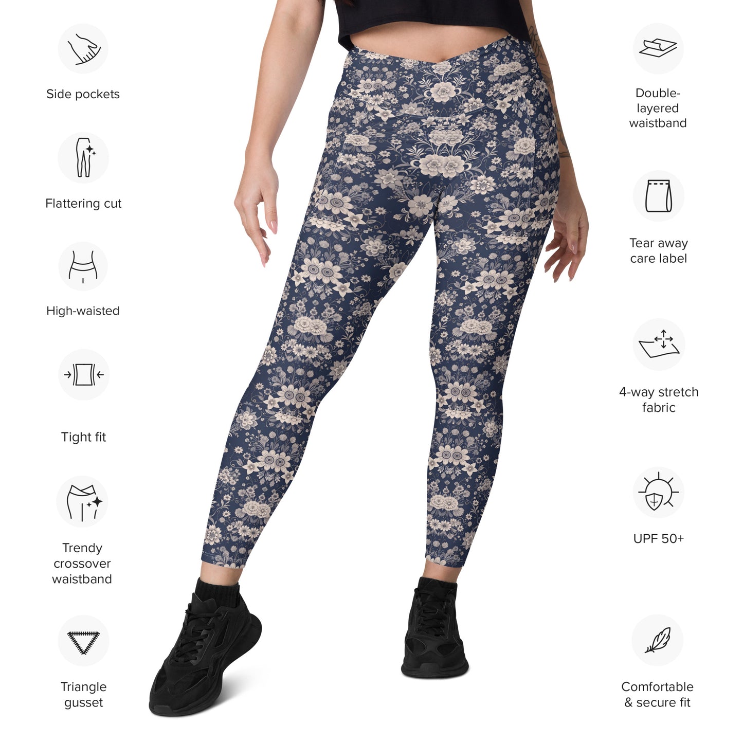 Crossover leggings with pockets