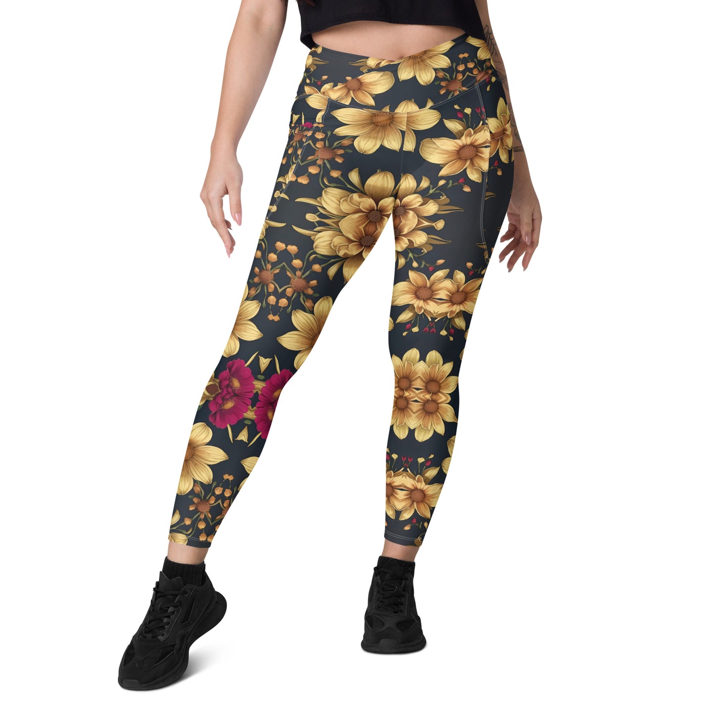 Crossover leggings with pockets