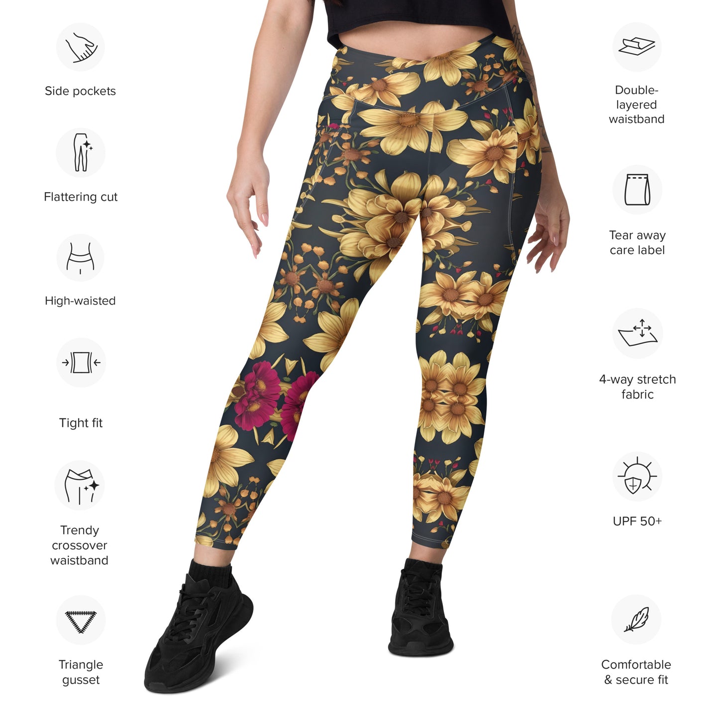 Crossover leggings with pockets