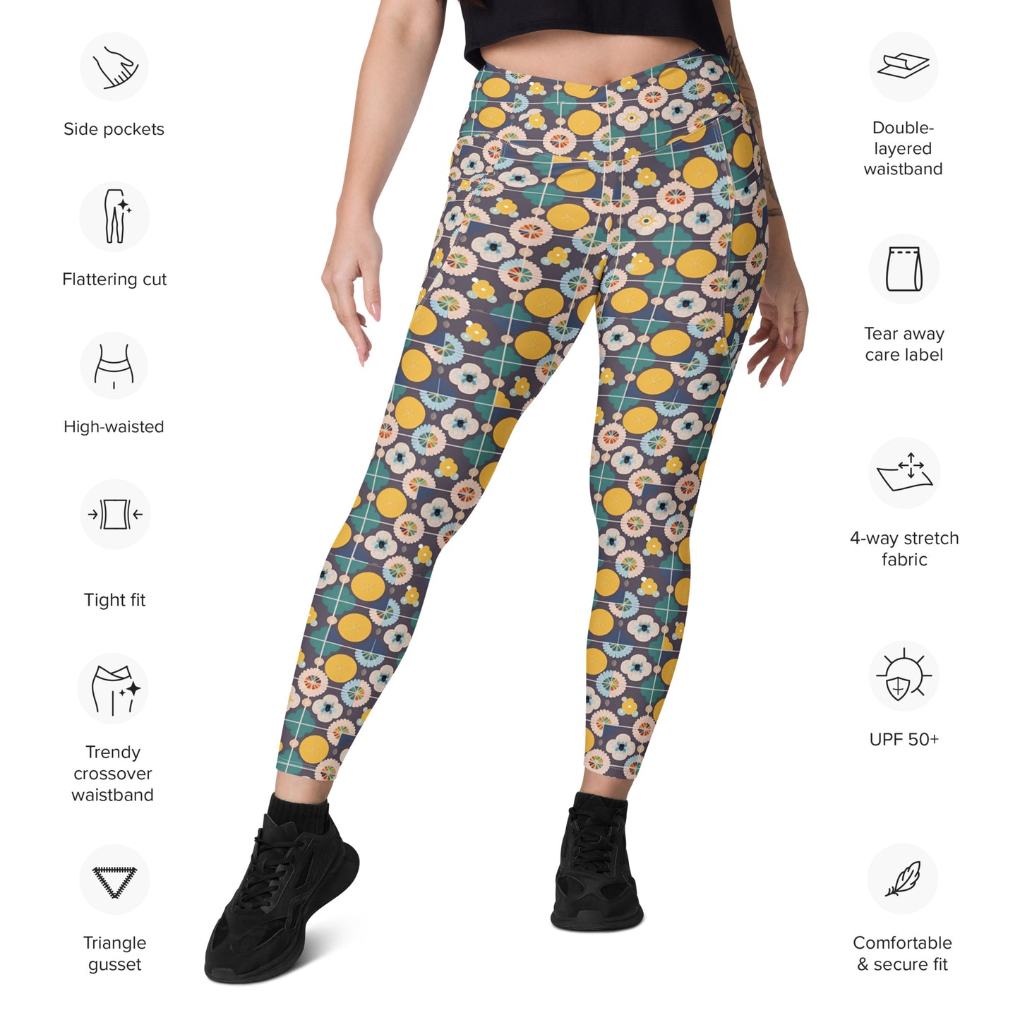 Crossover leggings with pockets