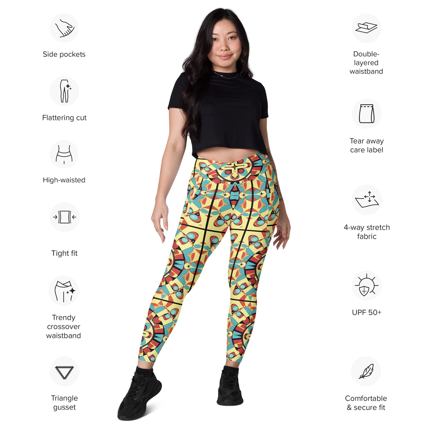 Crossover leggings with pockets