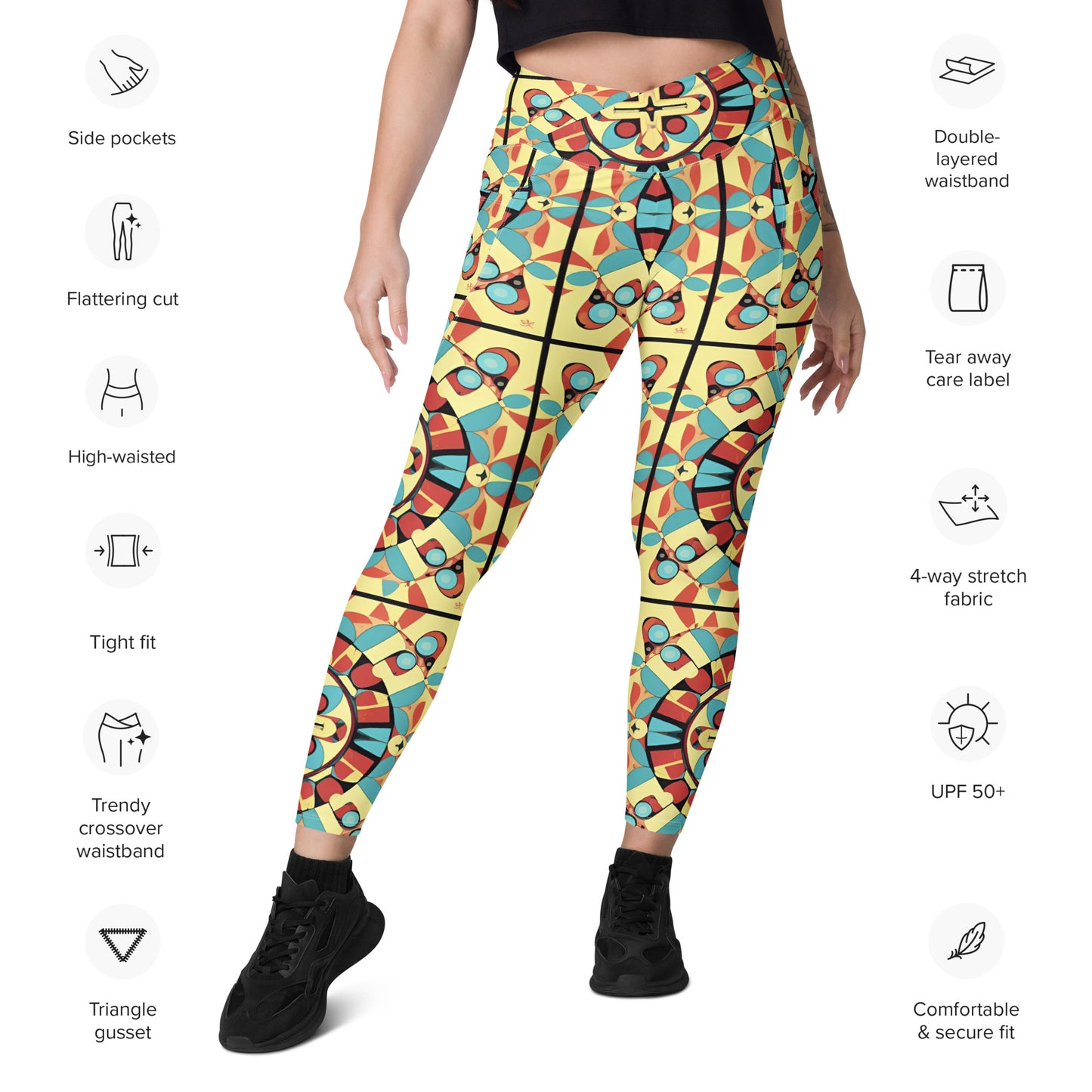 Crossover leggings with pockets