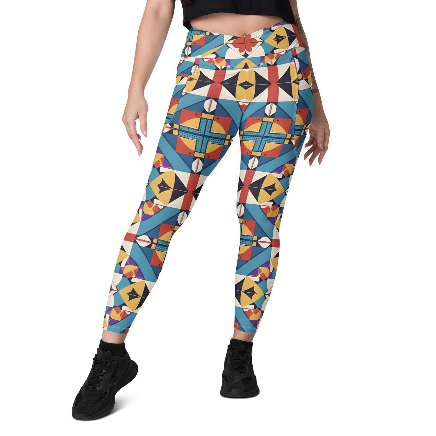 Crossover leggings with pockets