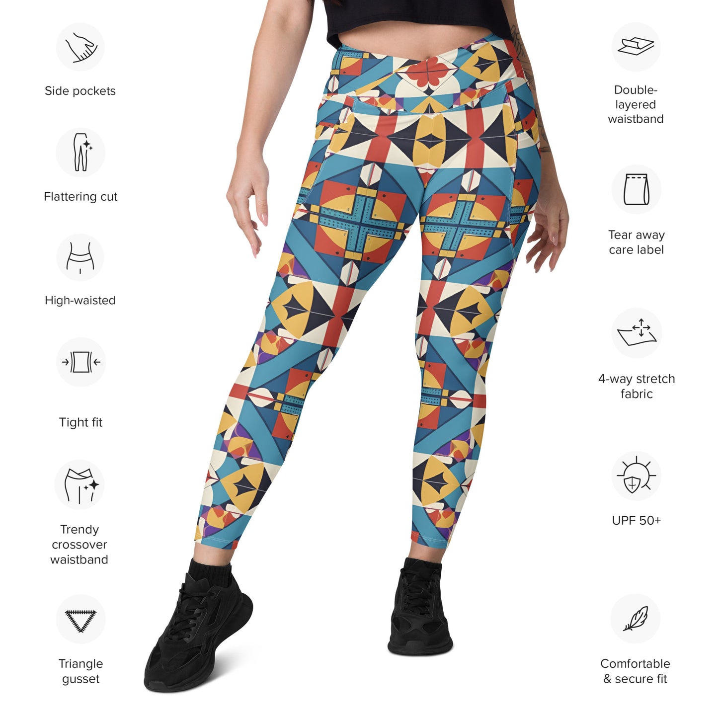 Crossover leggings with pockets