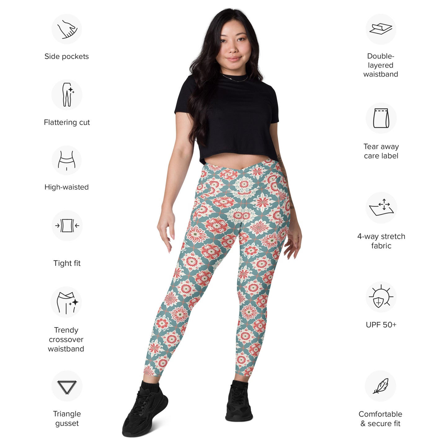 Crossover leggings with pockets