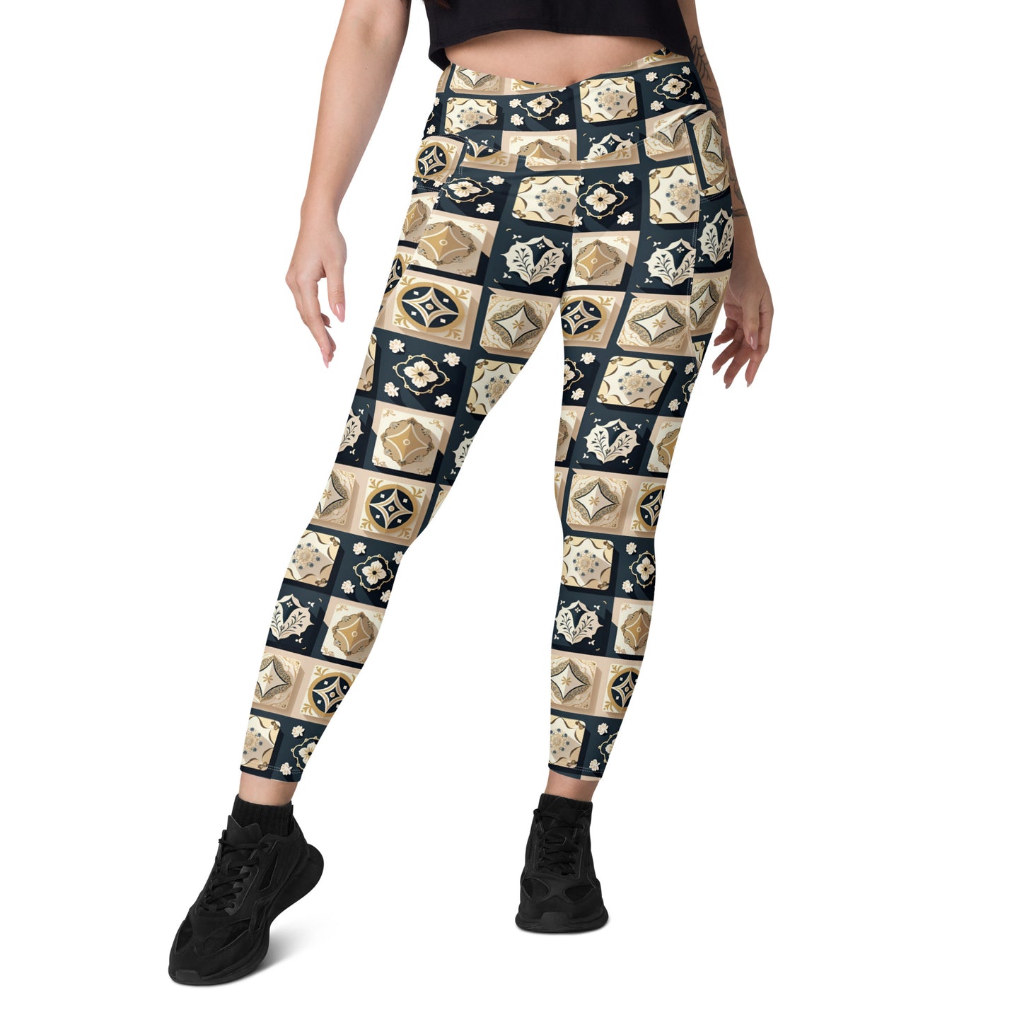 Crossover leggings with pockets