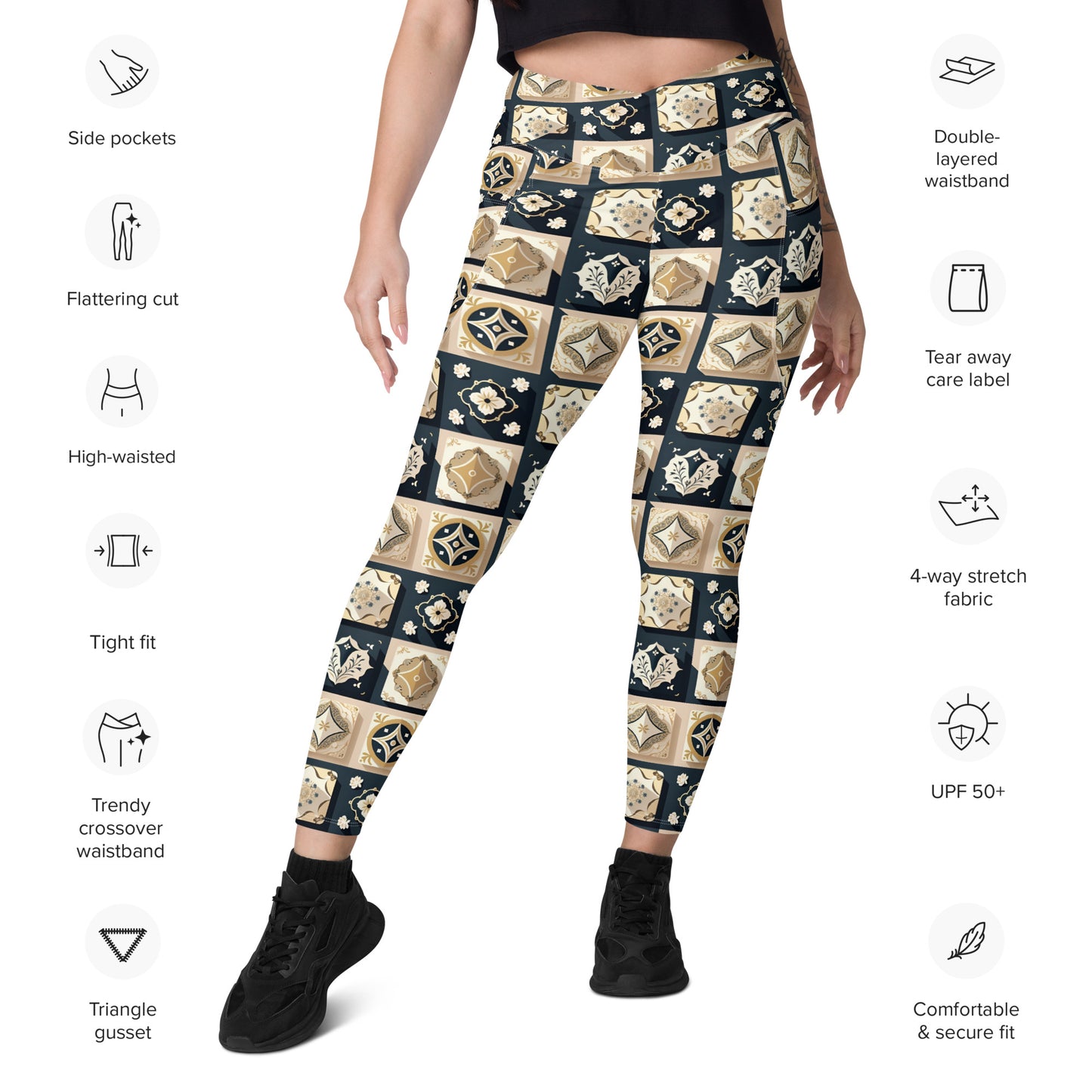 Crossover leggings with pockets