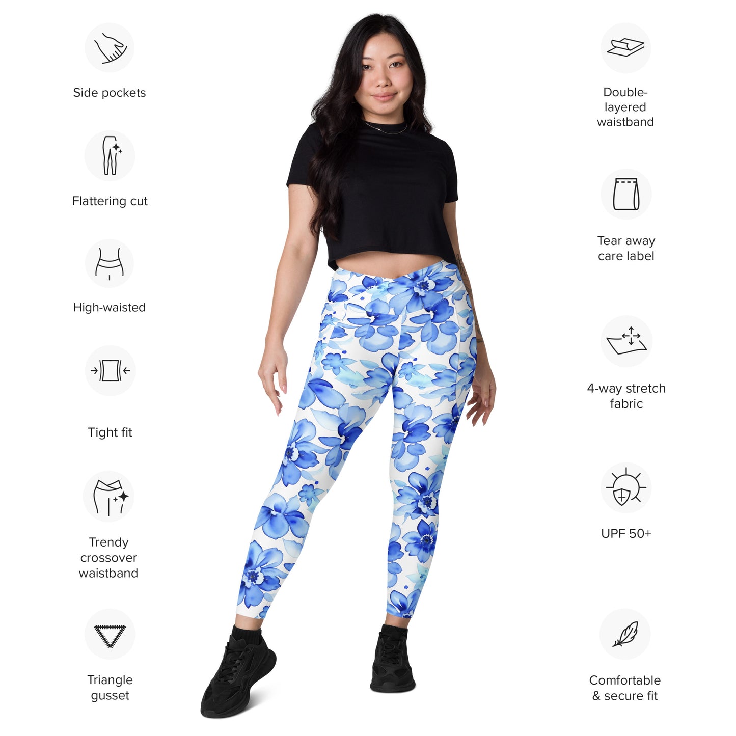 Crossover leggings with pockets