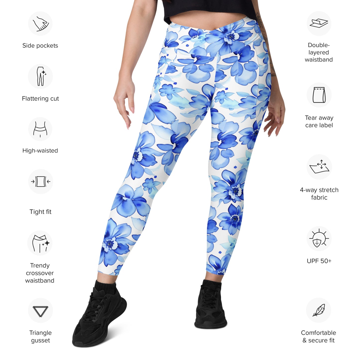 Crossover leggings with pockets