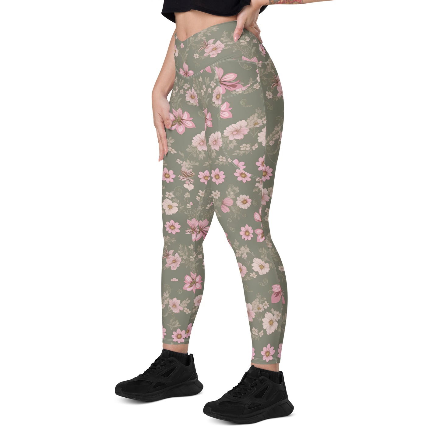 Crossover leggings with pockets