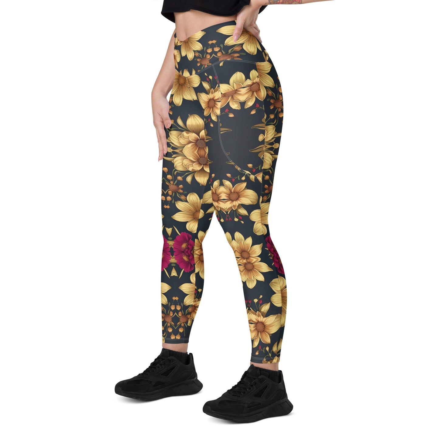 Crossover leggings with pockets