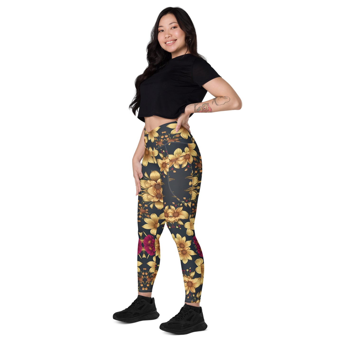 Crossover leggings with pockets