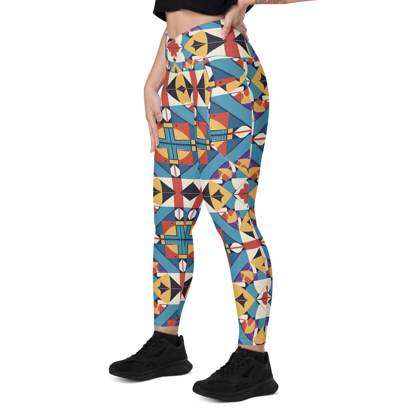 Crossover leggings with pockets