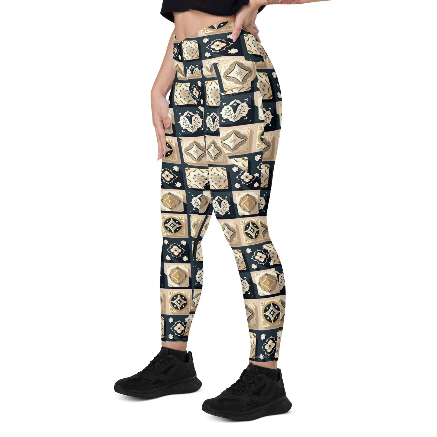 Crossover leggings with pockets