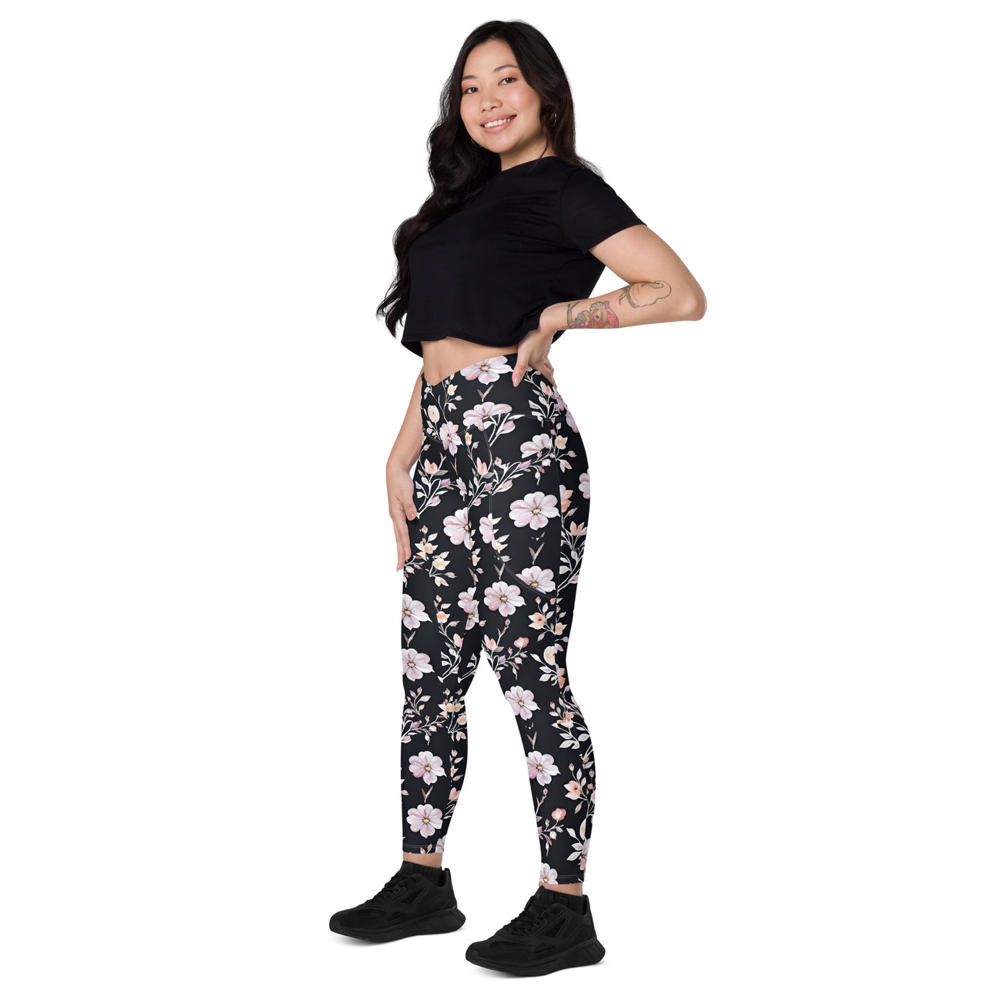 Crossover leggings with pockets