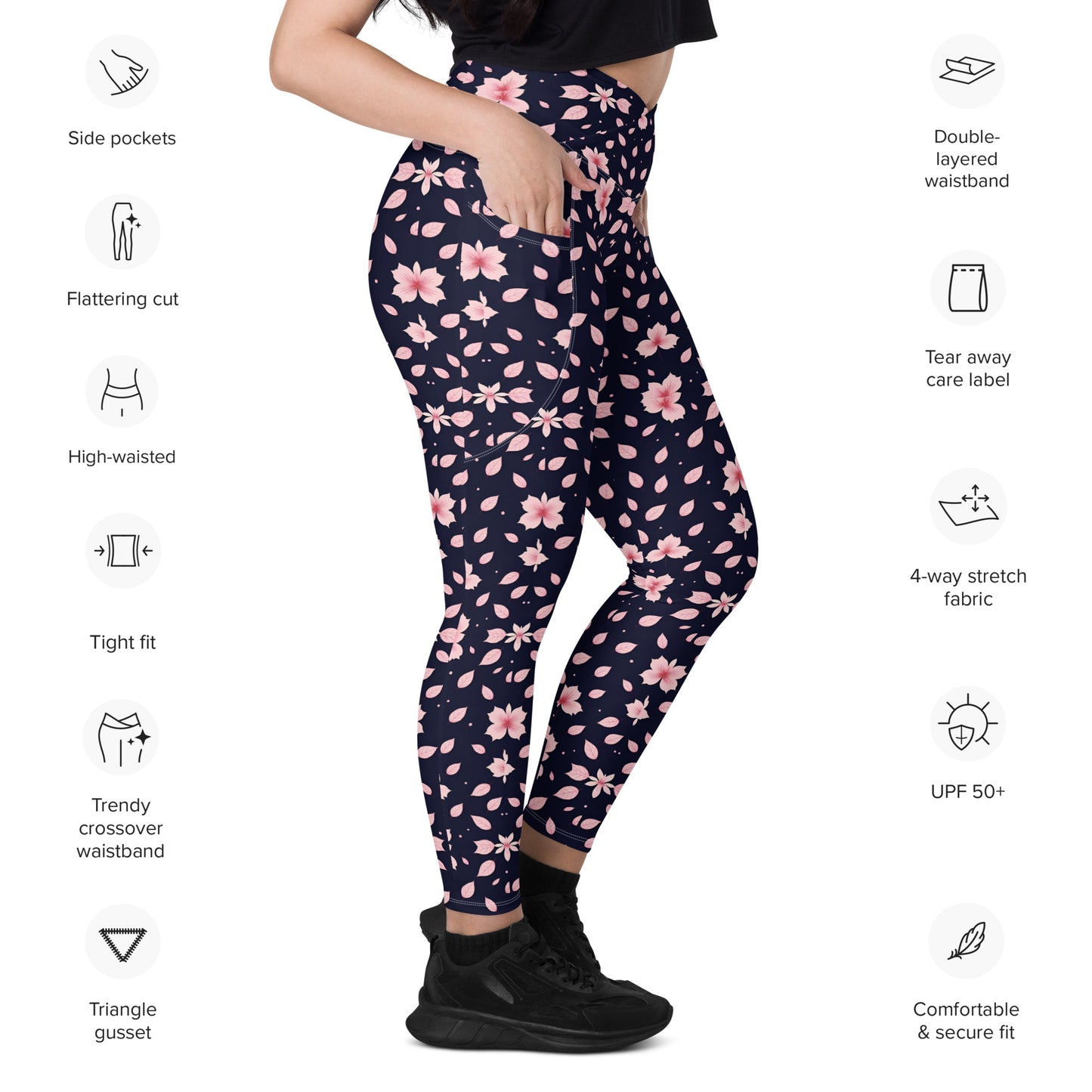 Crossover leggings with pockets