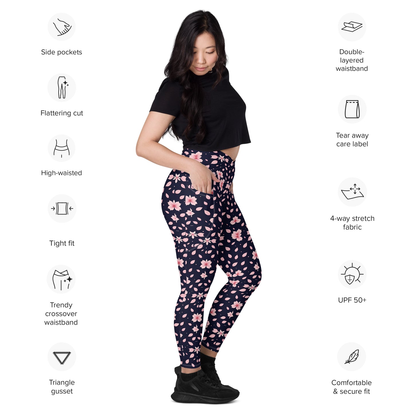 Crossover leggings with pockets