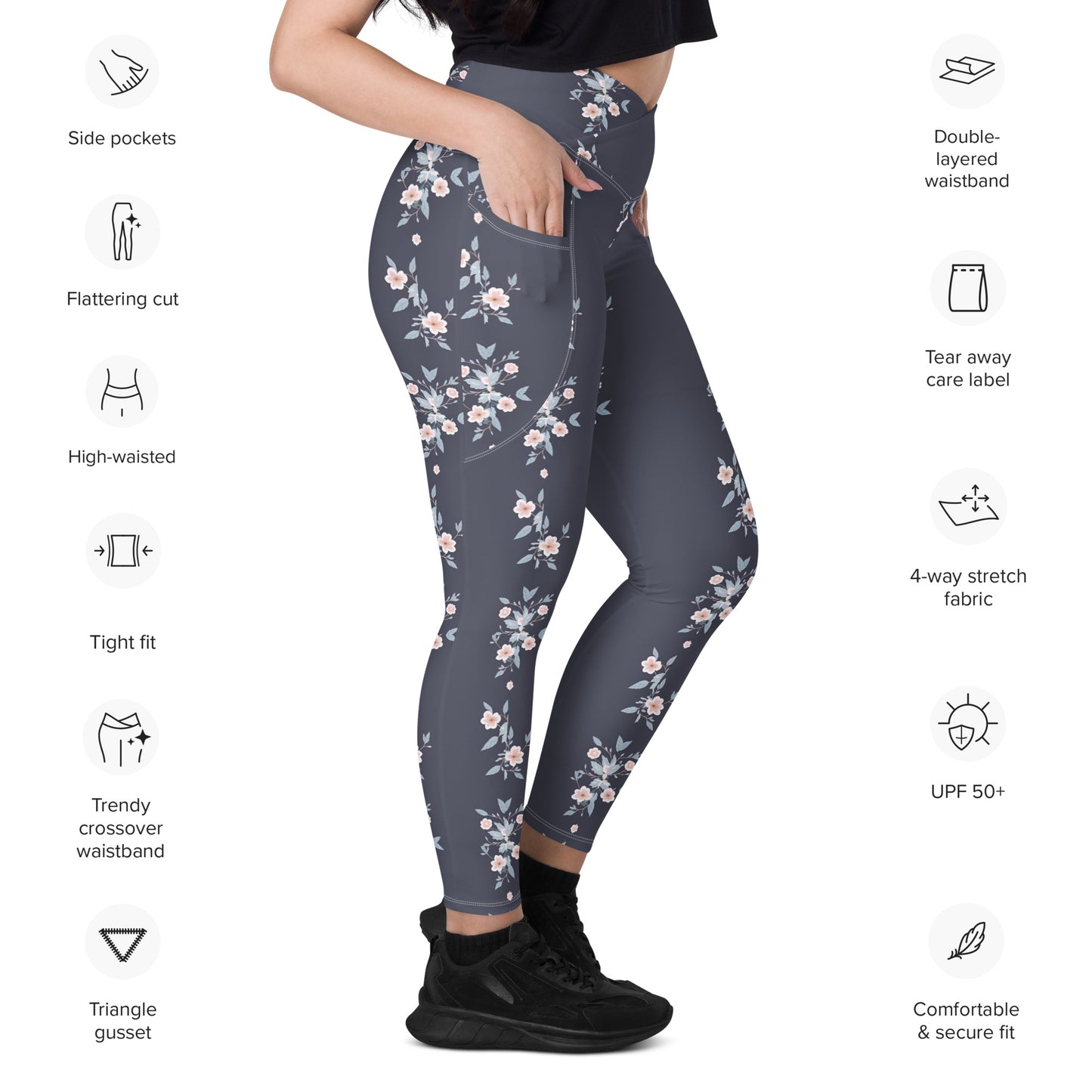 Crossover leggings with pockets