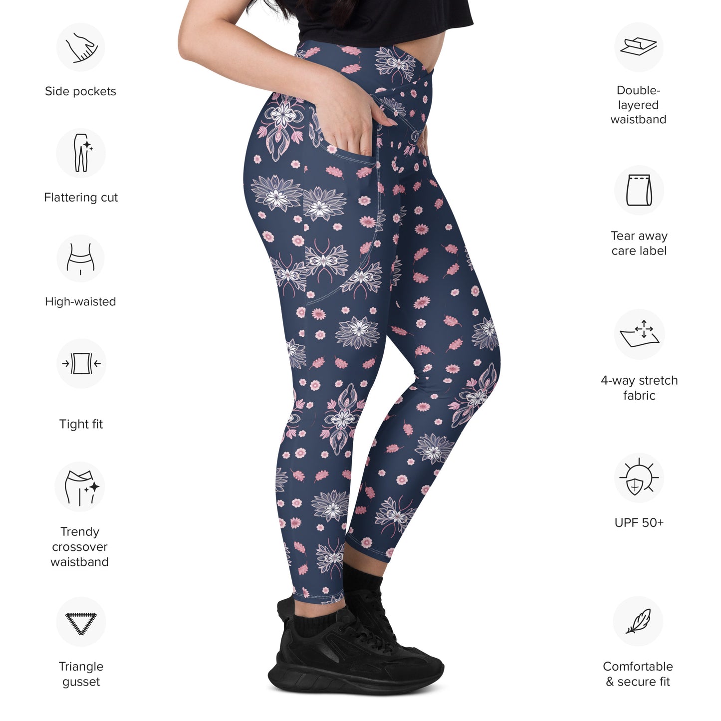 Crossover leggings with pockets