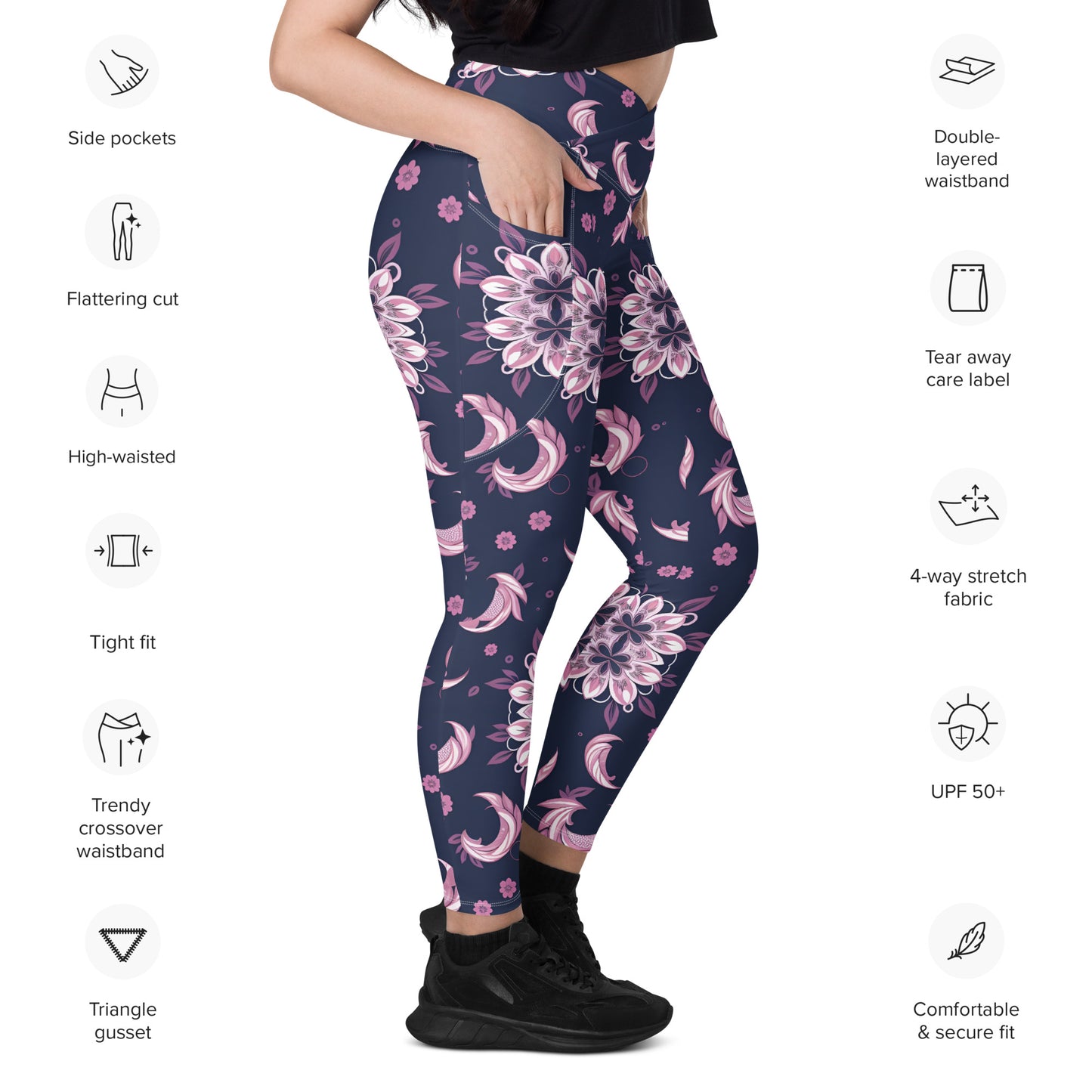 Crossover leggings with pockets