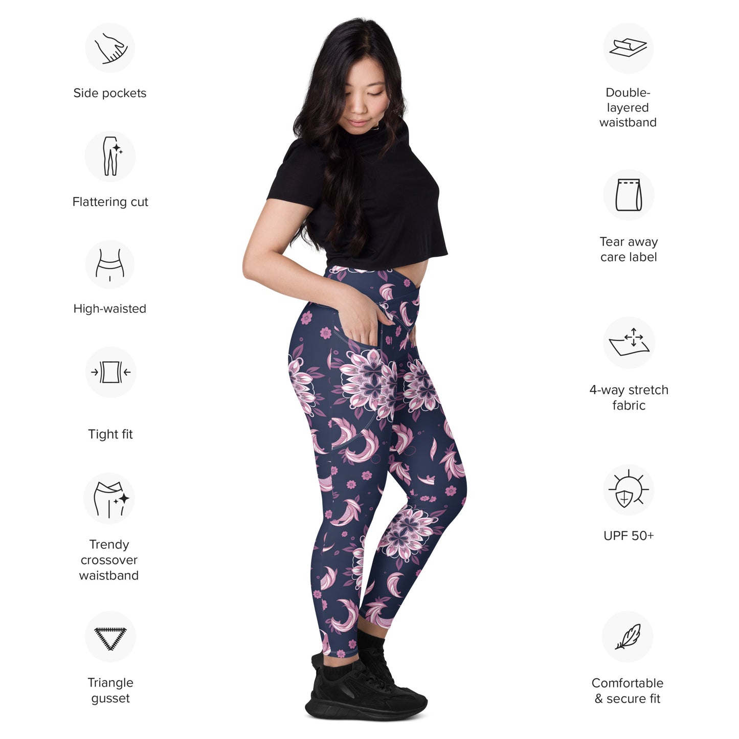 Crossover leggings with pockets