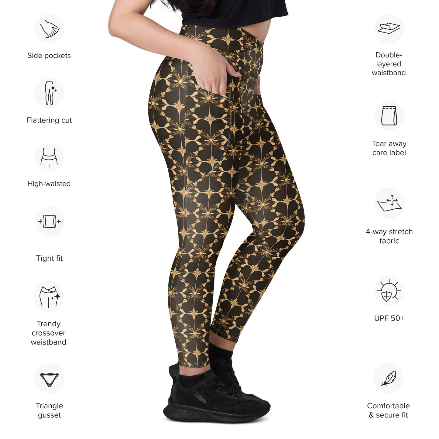 Crossover leggings with pockets