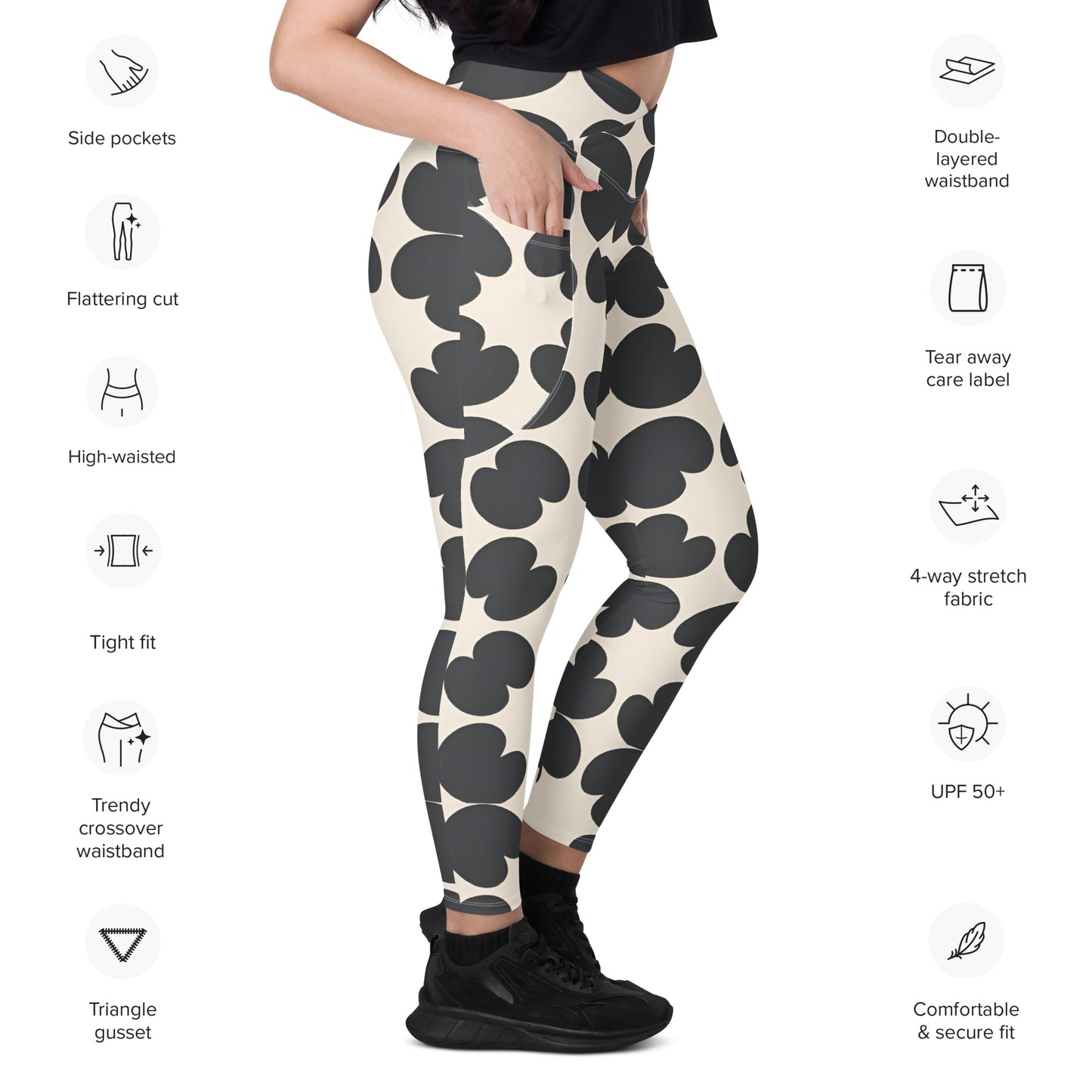 Crossover leggings with pockets