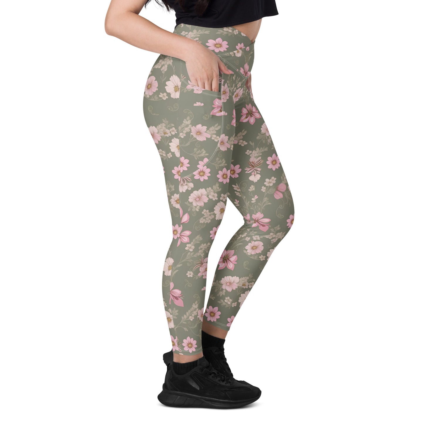 Crossover leggings with pockets