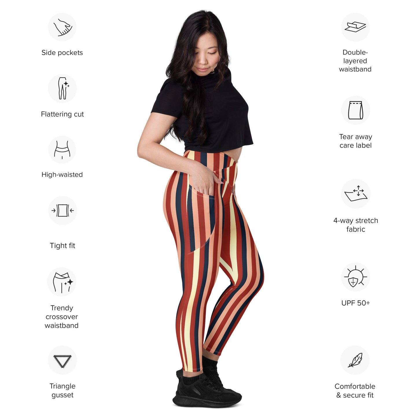 Crossover leggings with pockets