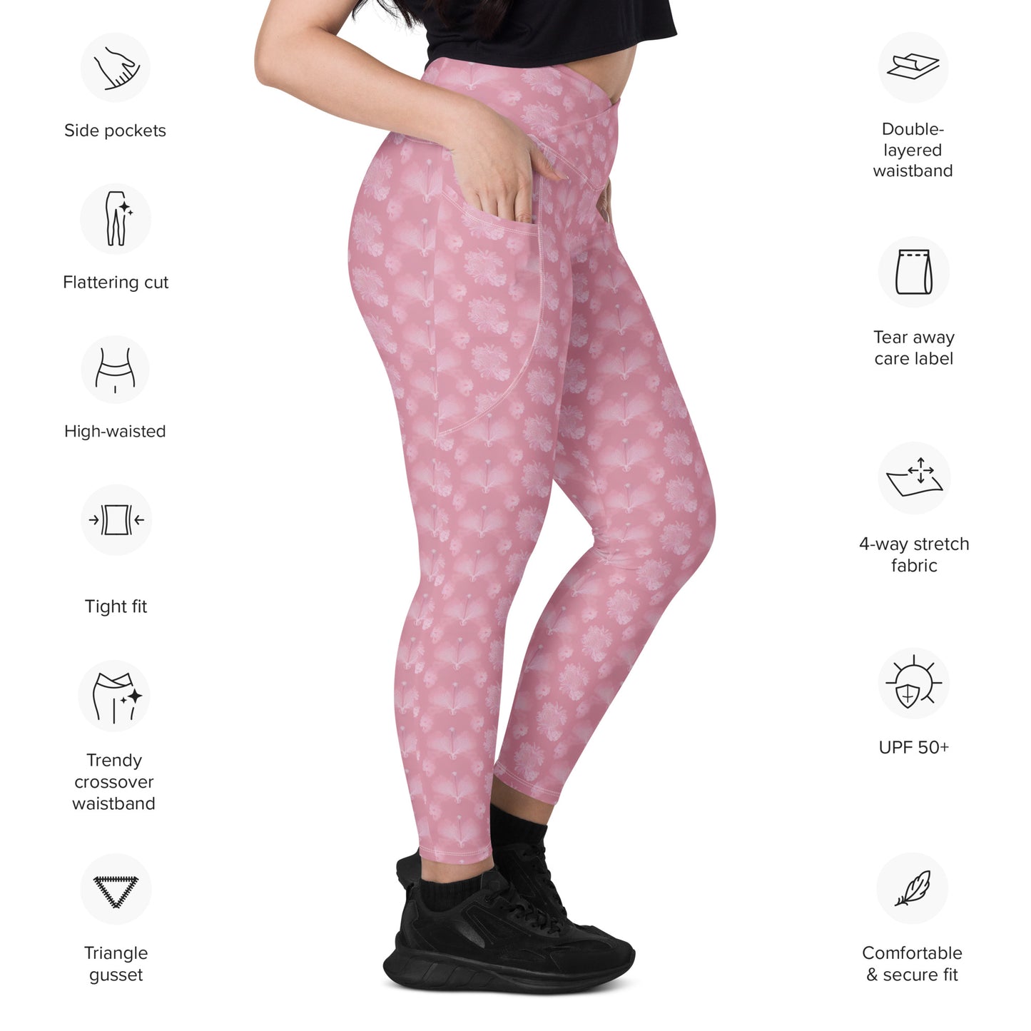 Crossover leggings with pockets