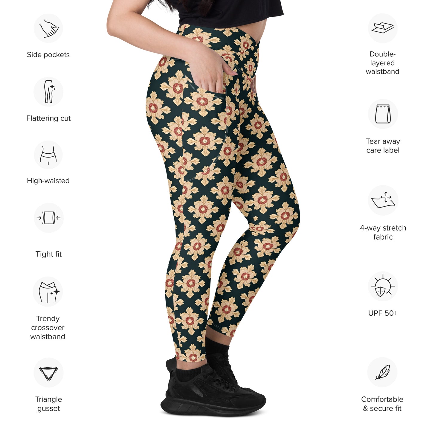 Crossover leggings with pockets