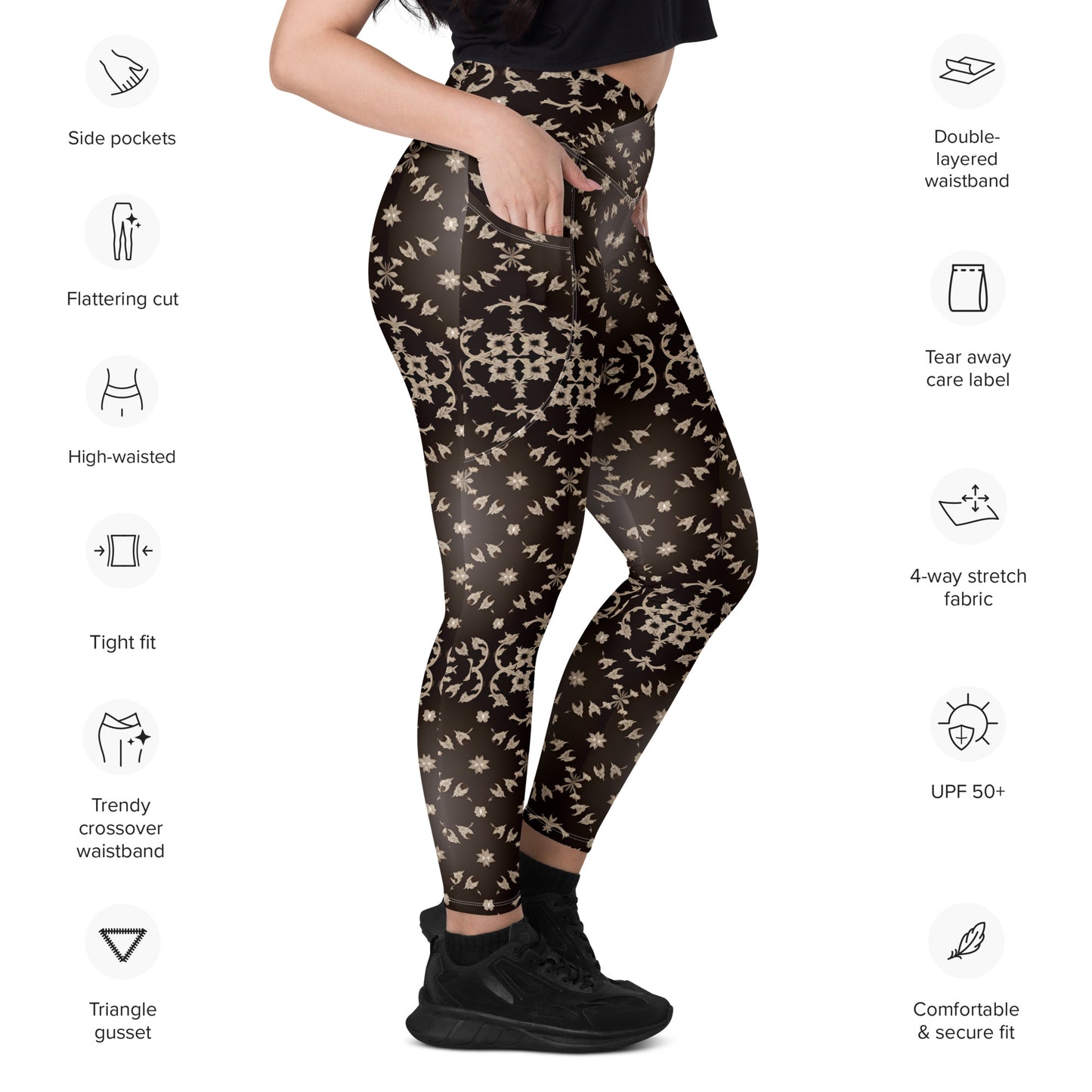 Crossover leggings with pockets