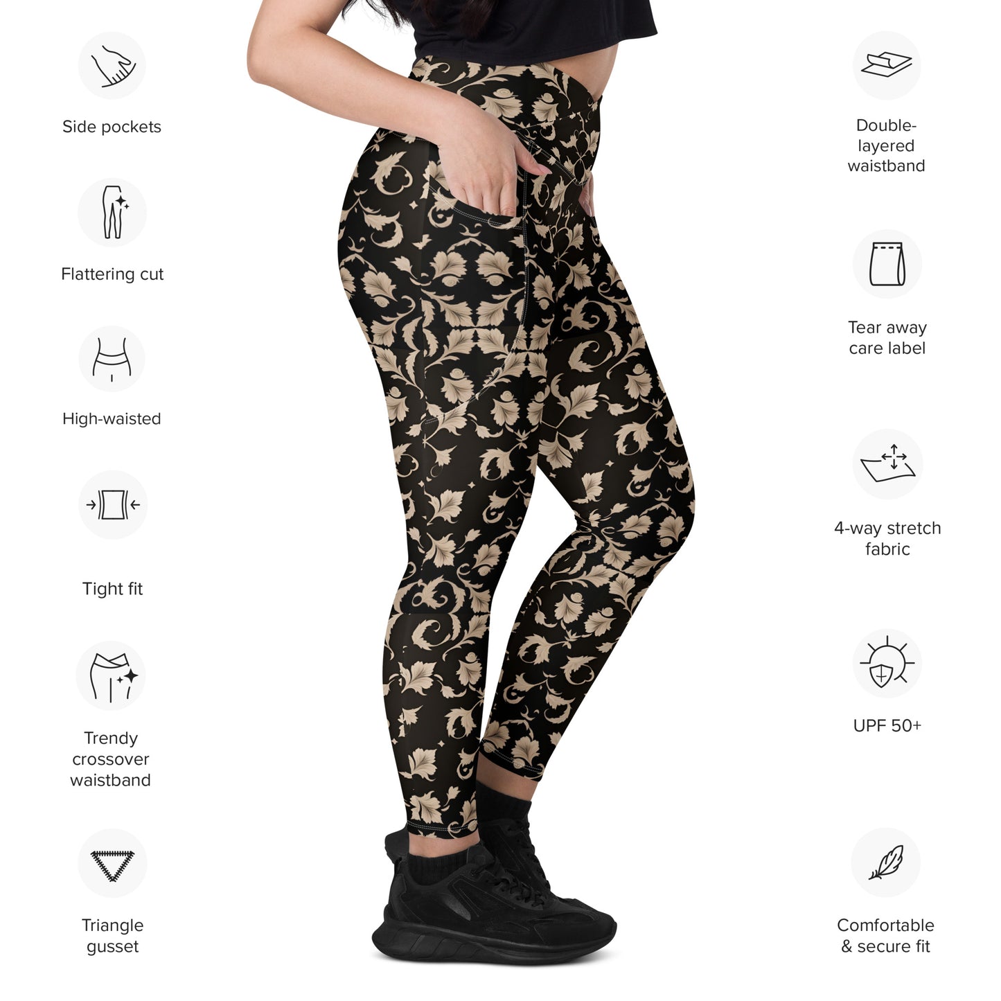 Crossover leggings with pockets