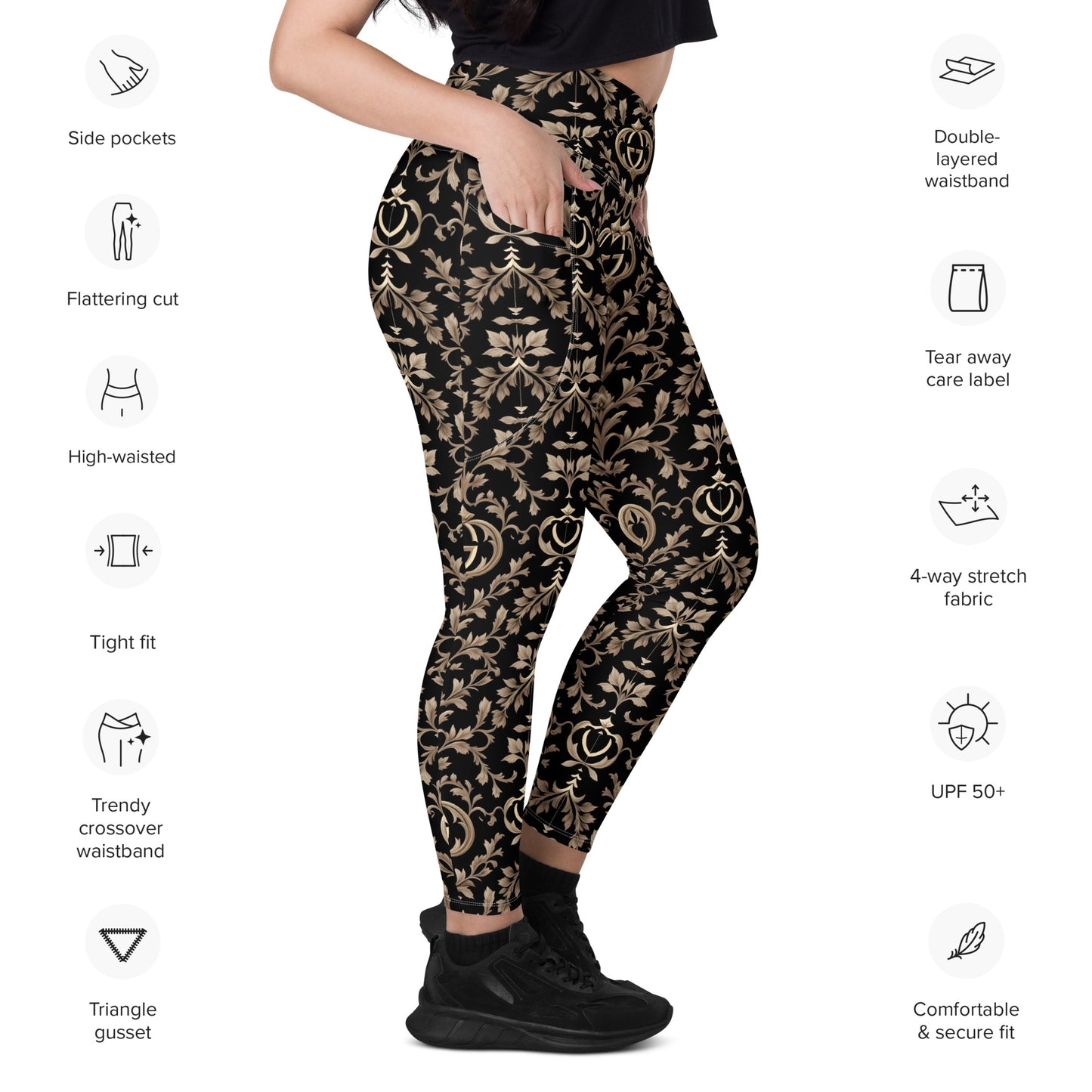 Crossover leggings with pockets