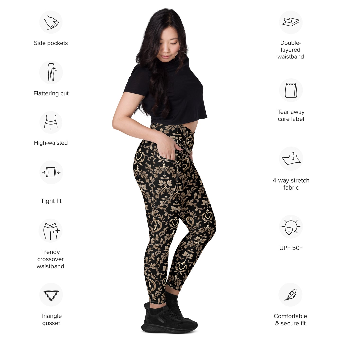 Crossover leggings with pockets