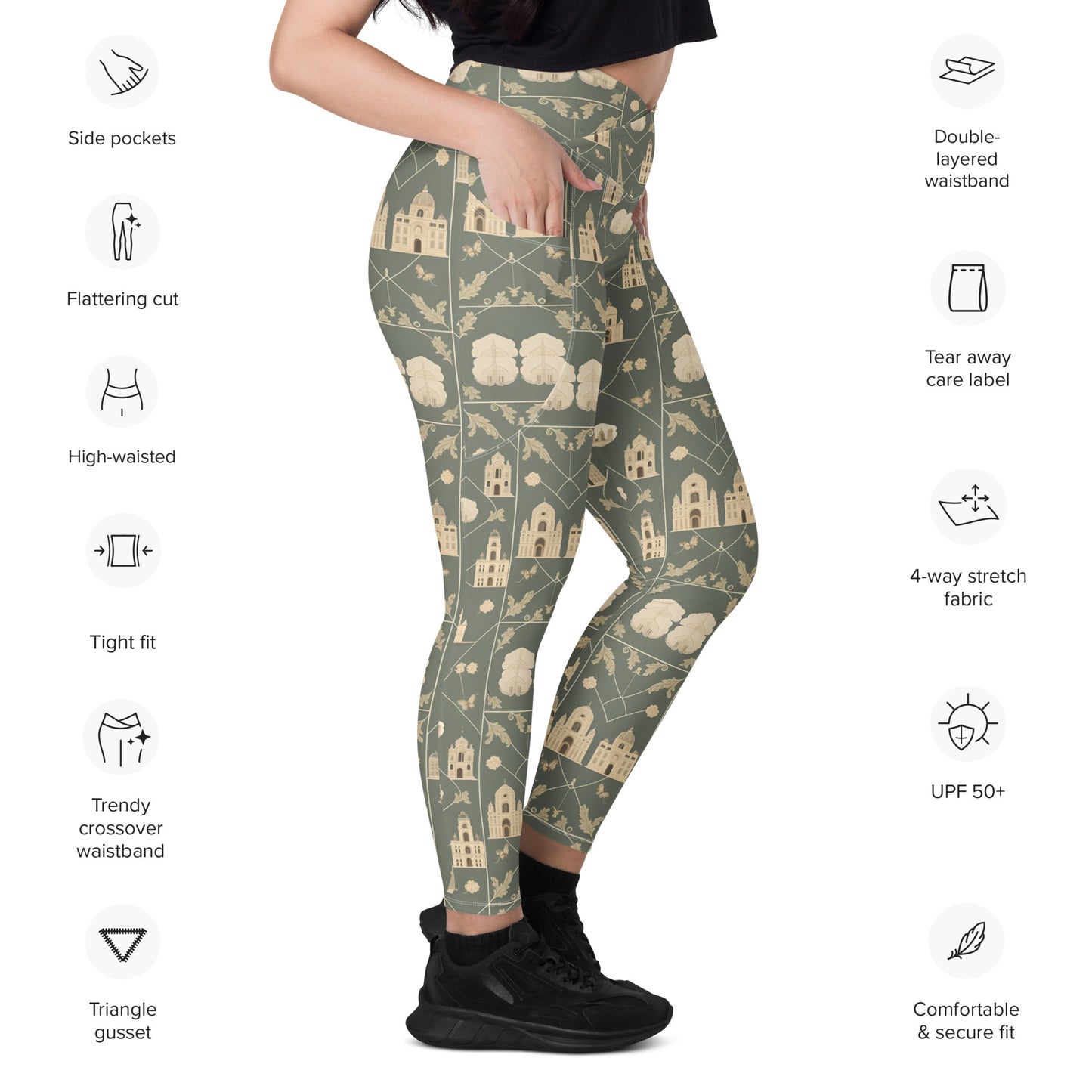 Crossover leggings with pockets