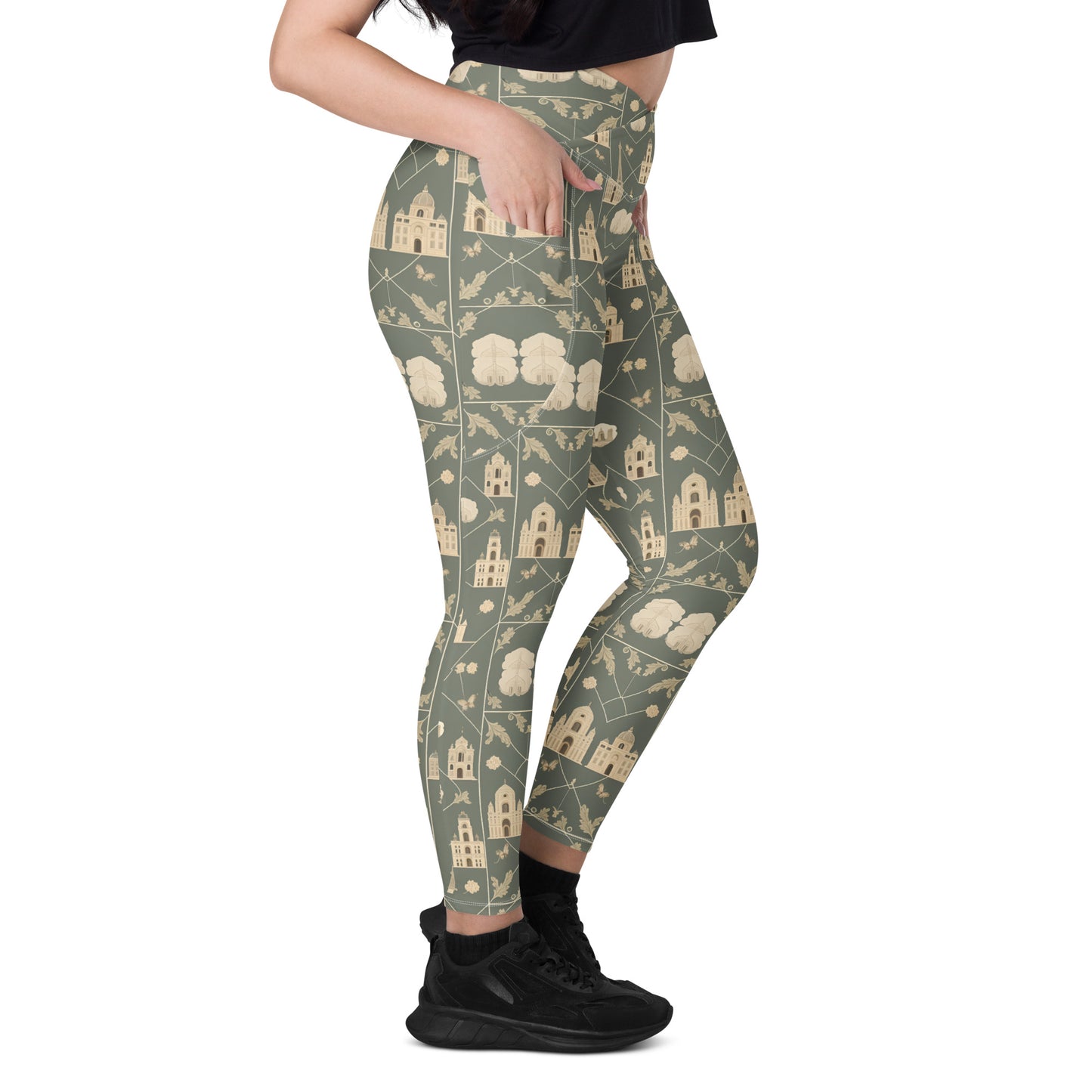 Crossover leggings with pockets