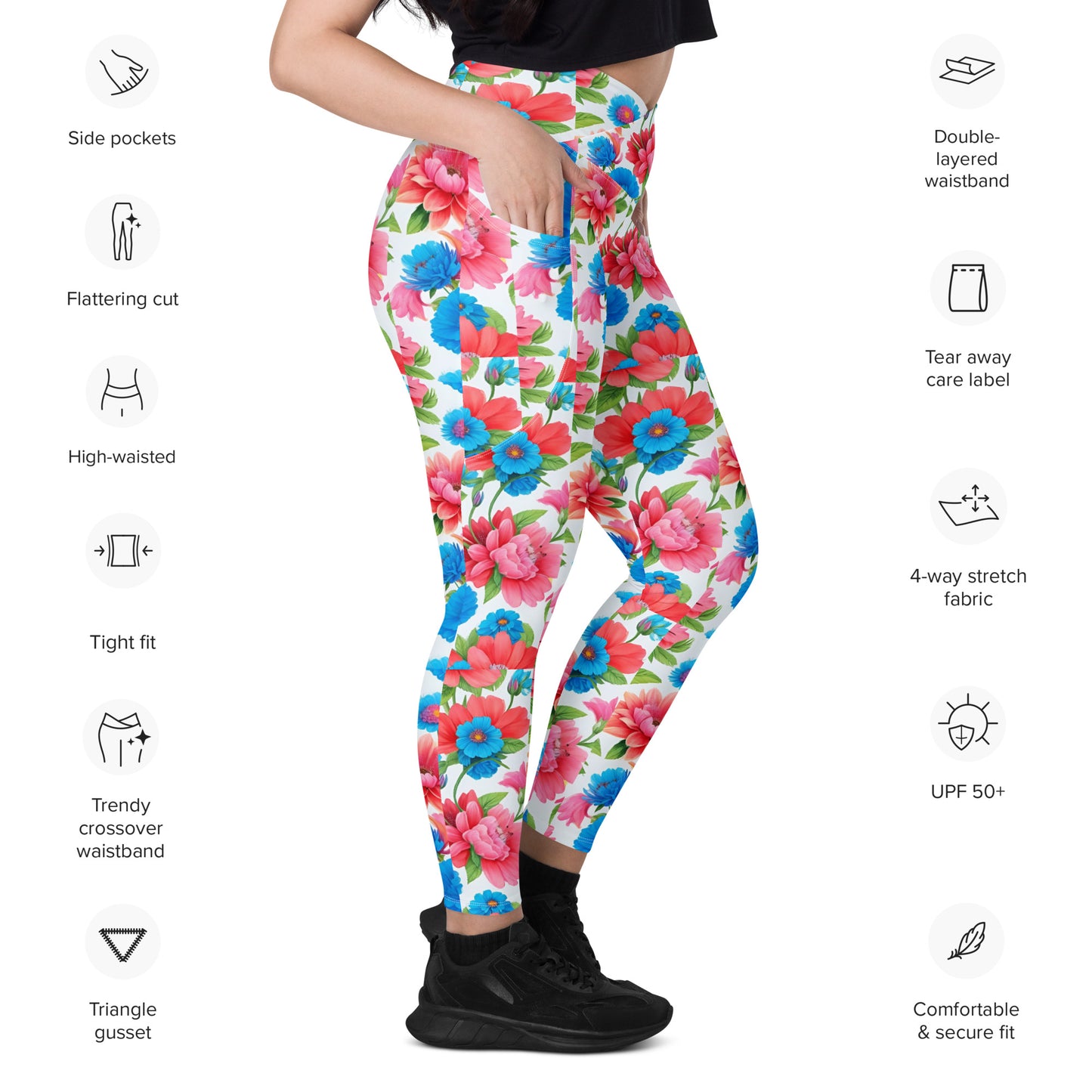 Crossover leggings with pockets